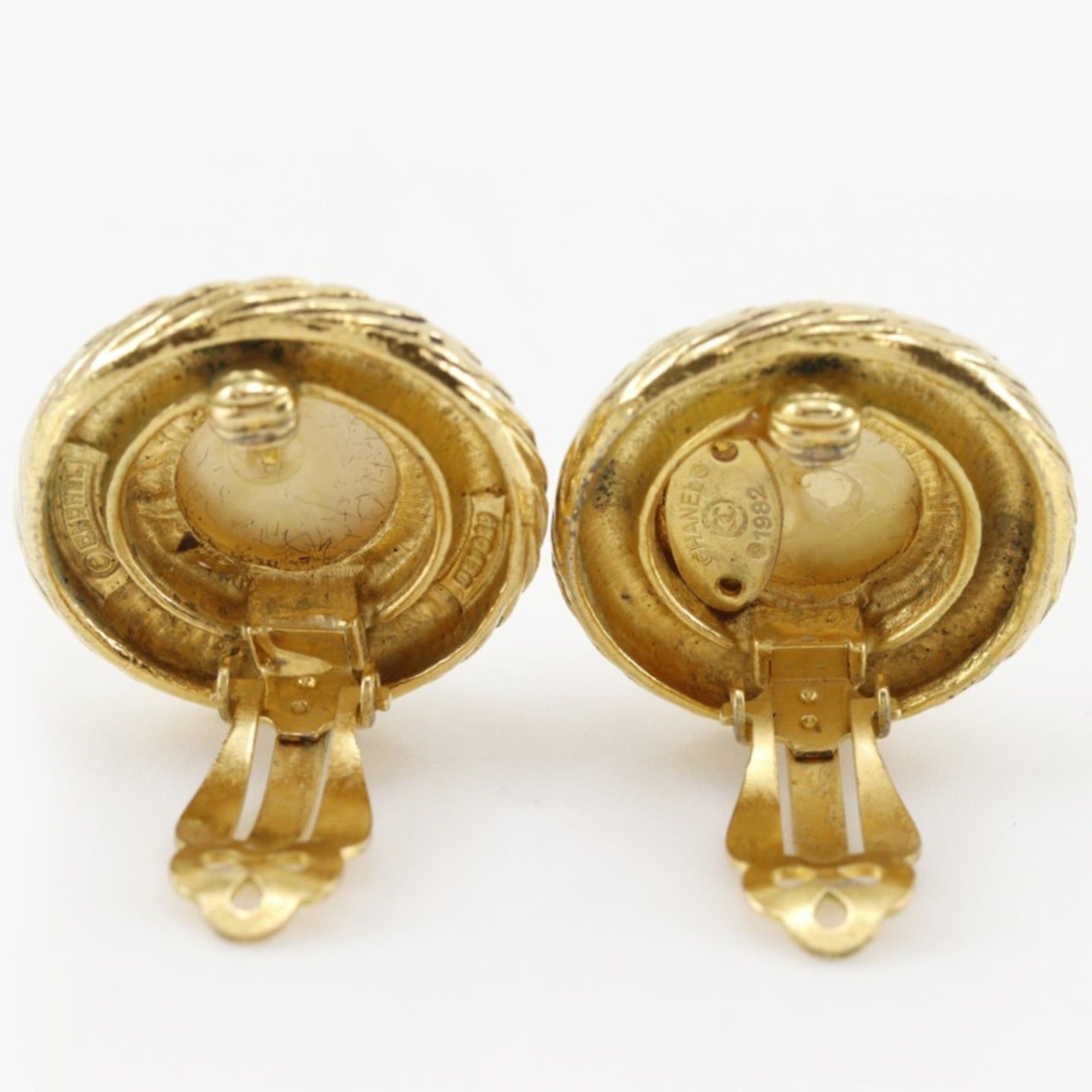 Chanel Chanel earrings, gold plated with faux pearls, approximately 24.6g, women's. Size ONE SIZE - 4 Thumbnail