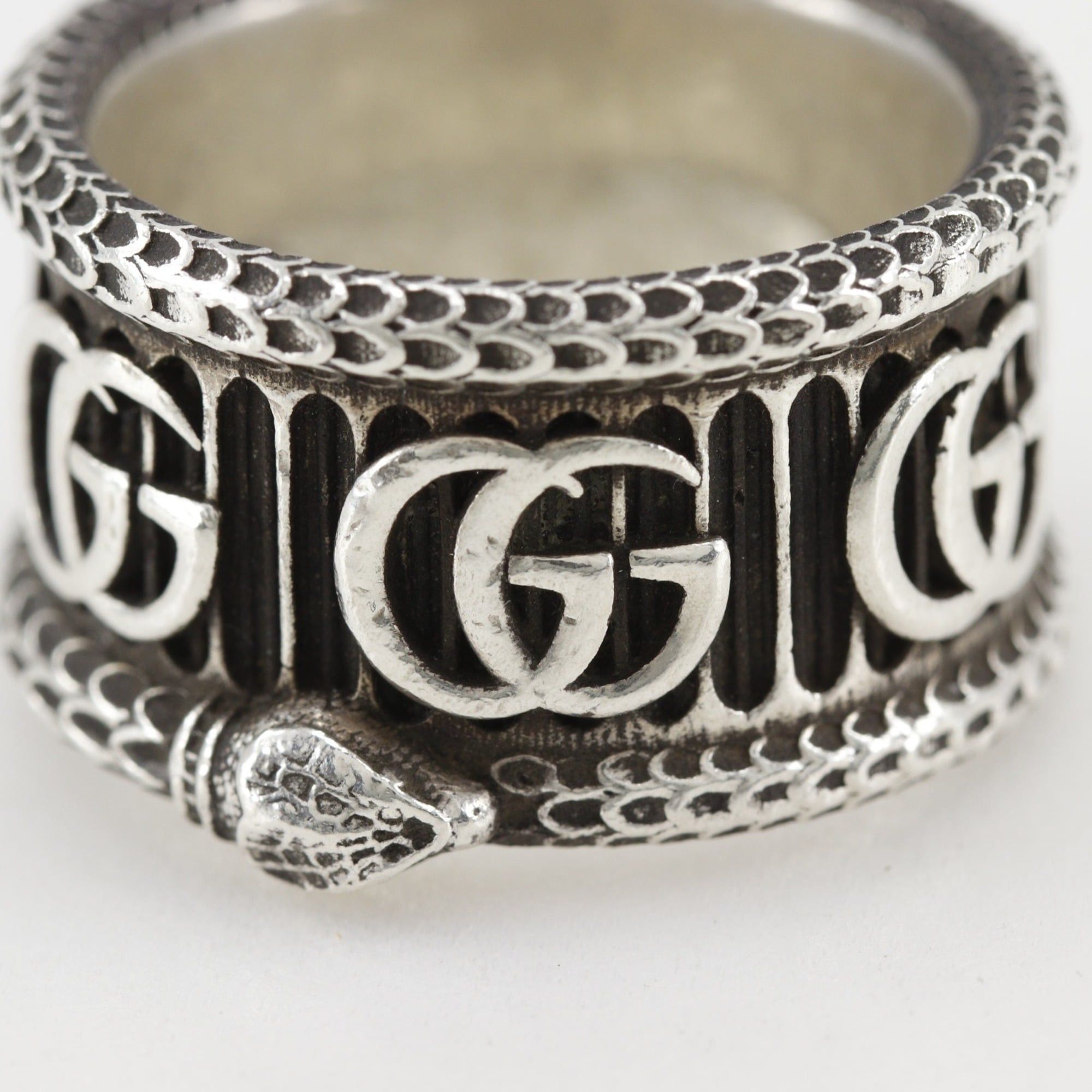 Gucci Gucci Double G Snake Ring, Size 19.5, Sterling Silver 925, Approx. 16.3g, Men's. Size ONE SIZE - 5 Thumbnail