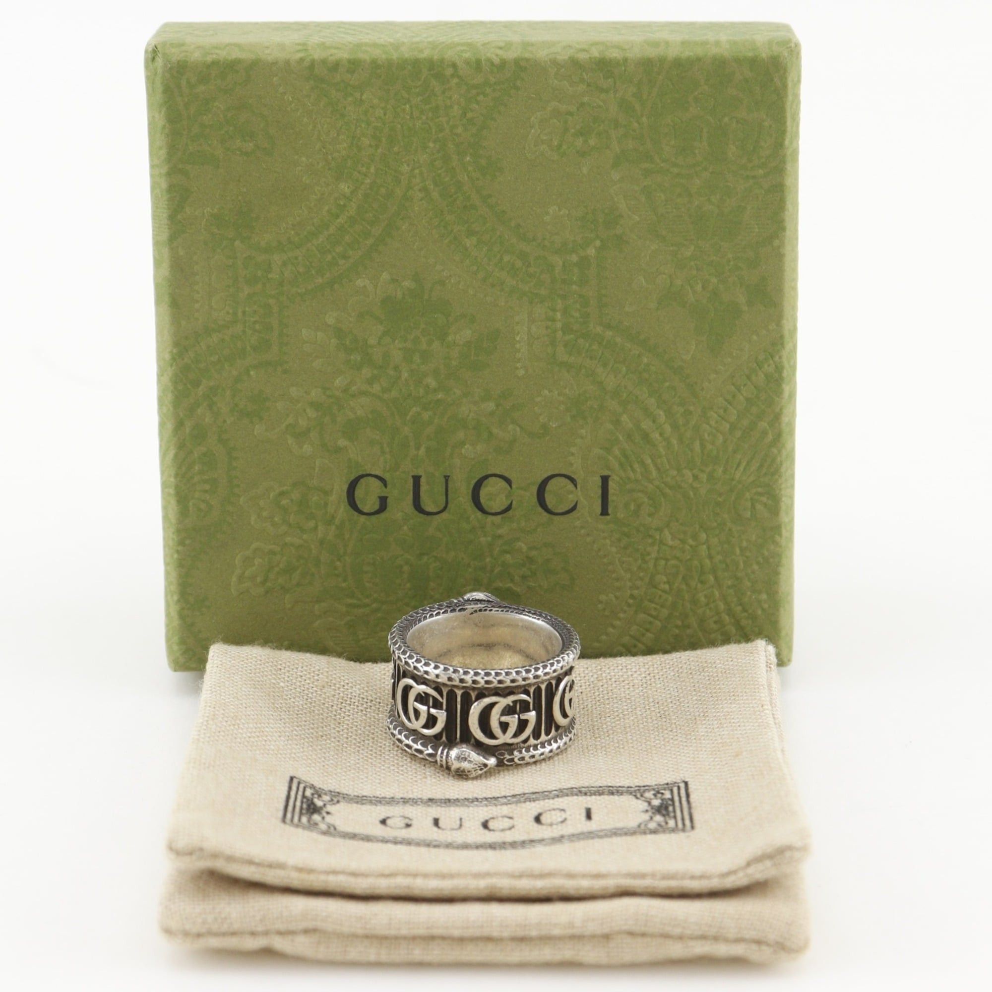 Gucci Gucci Double G Snake Ring, Size 19.5, Sterling Silver 925, Approx. 16.3g, Men's. Size ONE SIZE - 9 Thumbnail