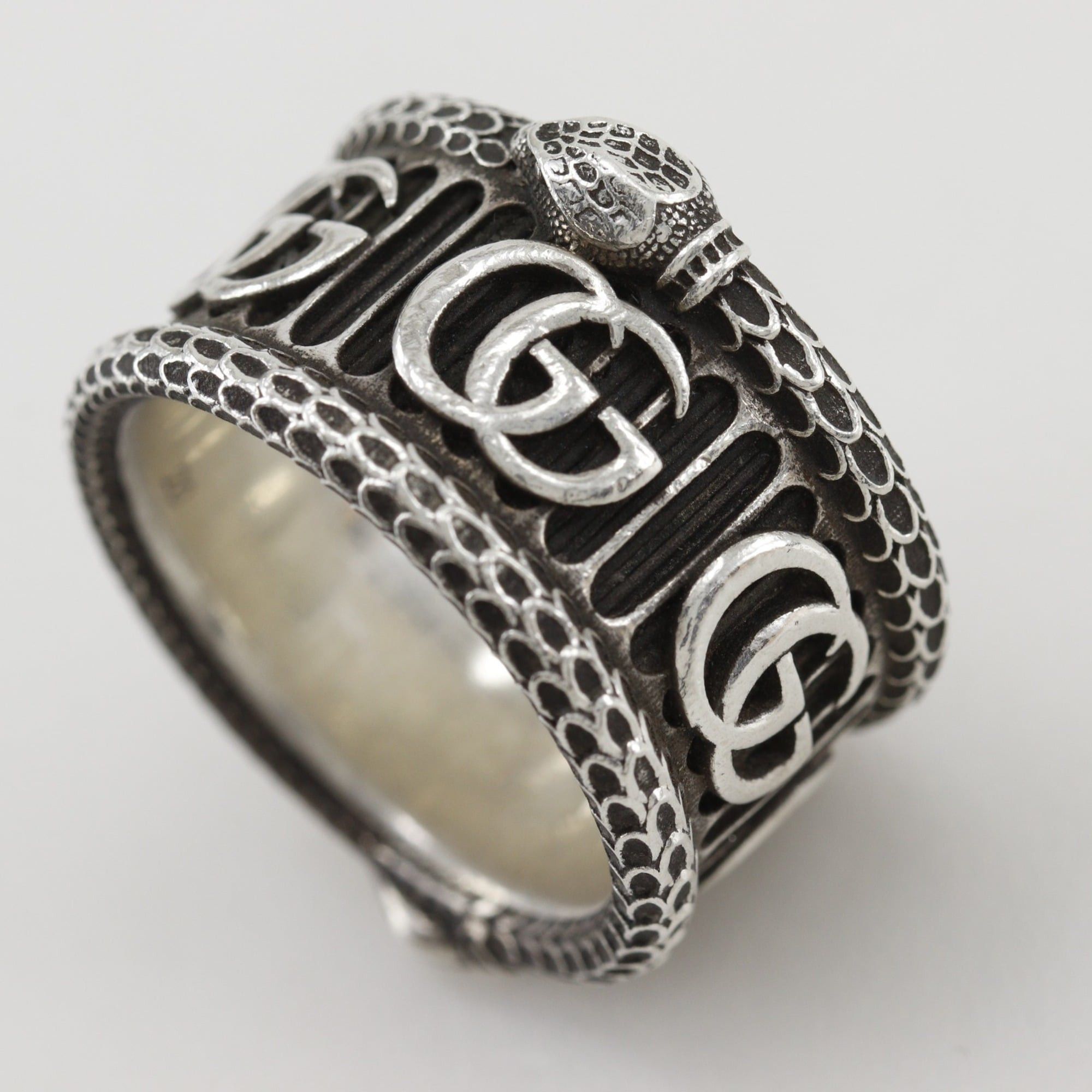 Gucci Gucci Double G Snake Ring, Size 19.5, Sterling Silver 925, Approx. 16.3g, Men's. Size ONE SIZE - 3 Thumbnail