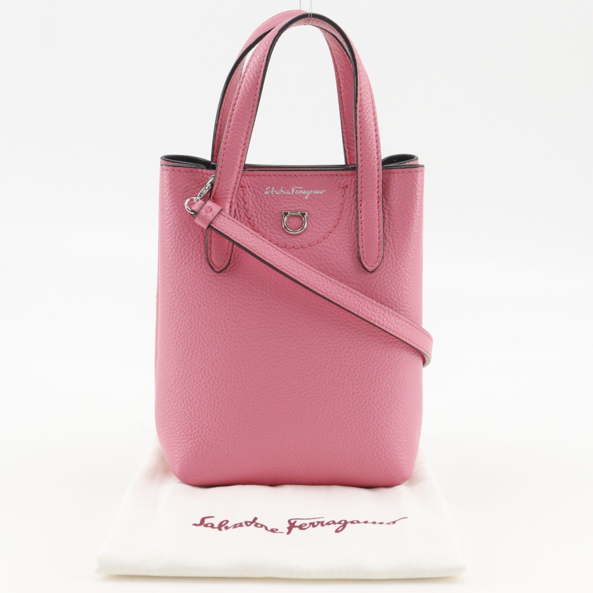 Salvatore Ferragamo Salvatore Ferragamo Gancini Handbag/Shoulder Bag GU-220024 Leather Pink 2-way Snap Button Women's Size ONE SIZE - 16 Thumbnail
