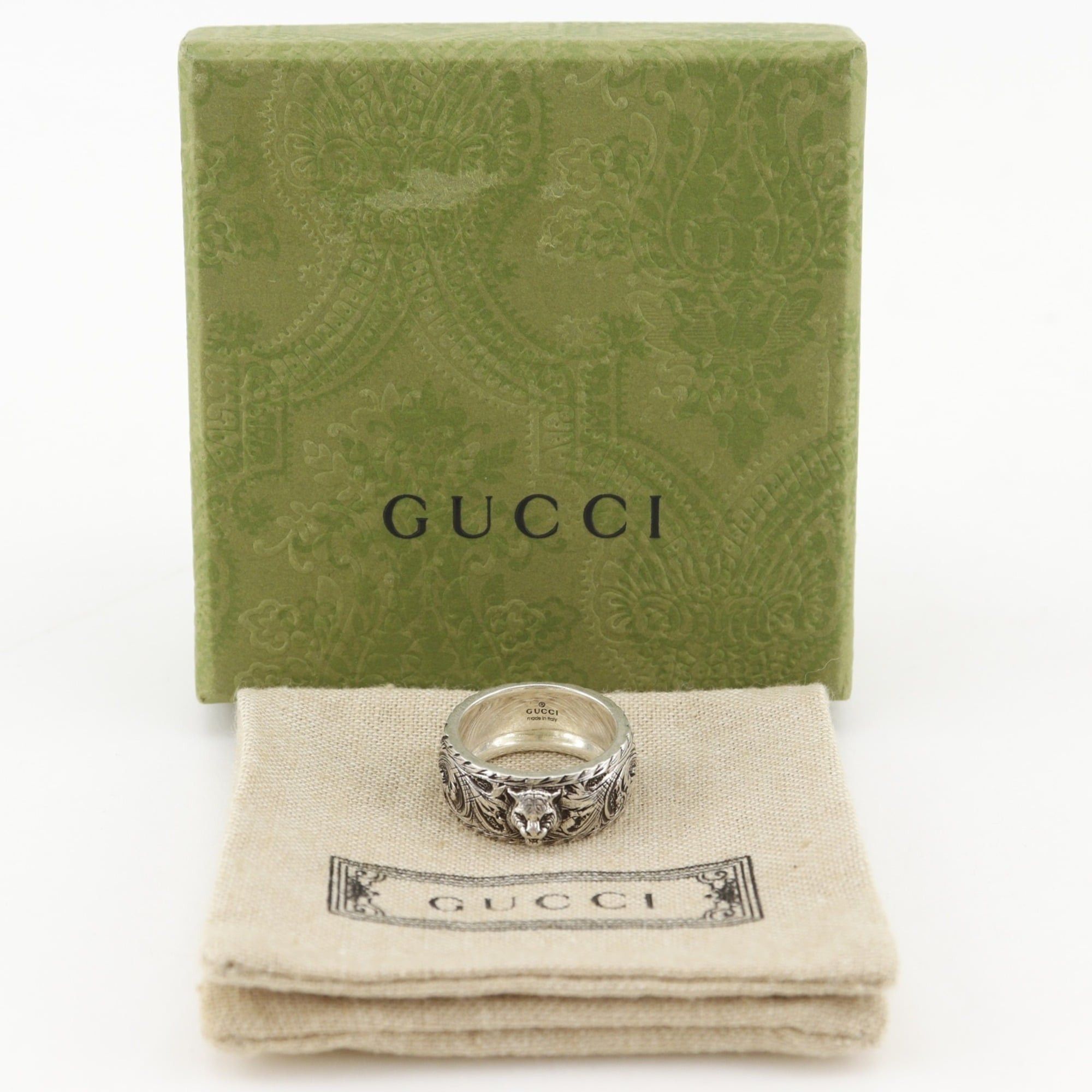 Gucci Gucci Tiger Head Ring, Size 19, Sterling Silver 925, Approx. 11.2g, Men's Size ONE SIZE - 8 Thumbnail