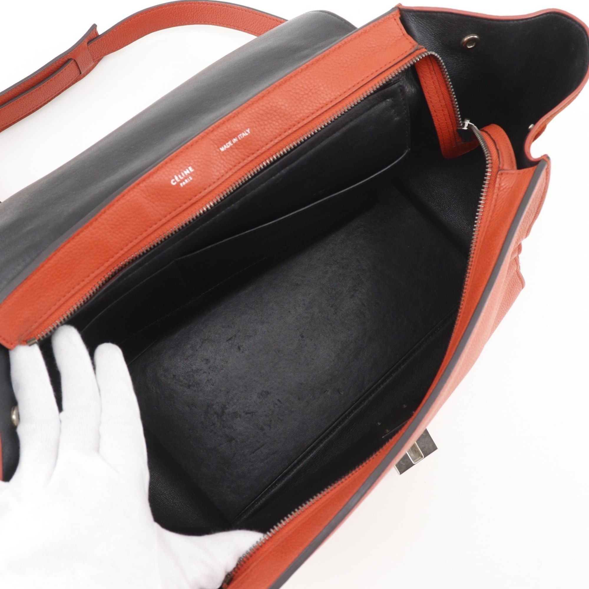 Celine Celine Trapeze Medium Handbag 2-Way Shoulder Bag S-SN-0112 Leather Orange 2-way A5 Flap Women's Size ONE SIZE - 6 Thumbnail