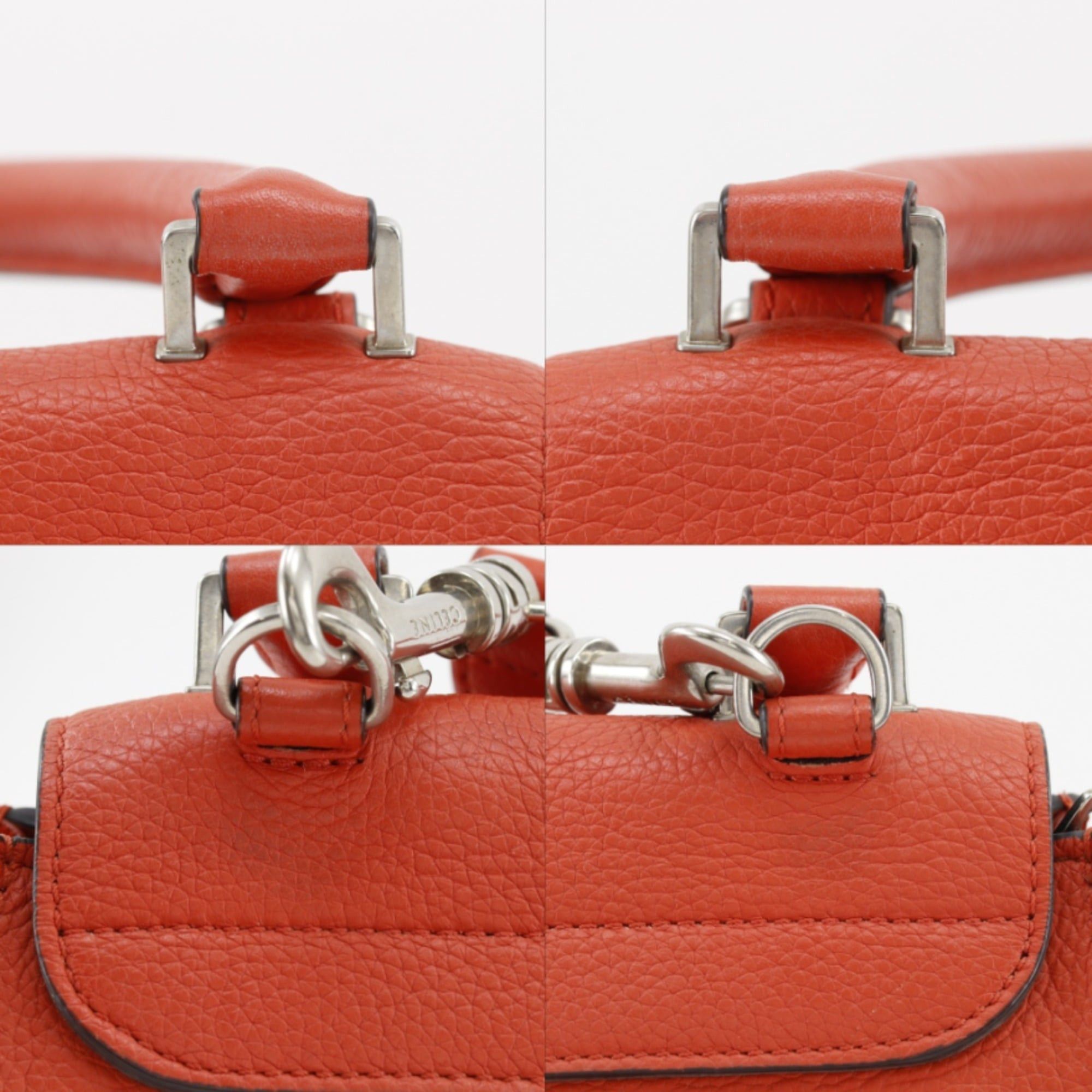 Celine Celine Trapeze Medium Handbag 2-Way Shoulder Bag S-SN-0112 Leather Orange 2-way A5 Flap Women's Size ONE SIZE - 12 Thumbnail