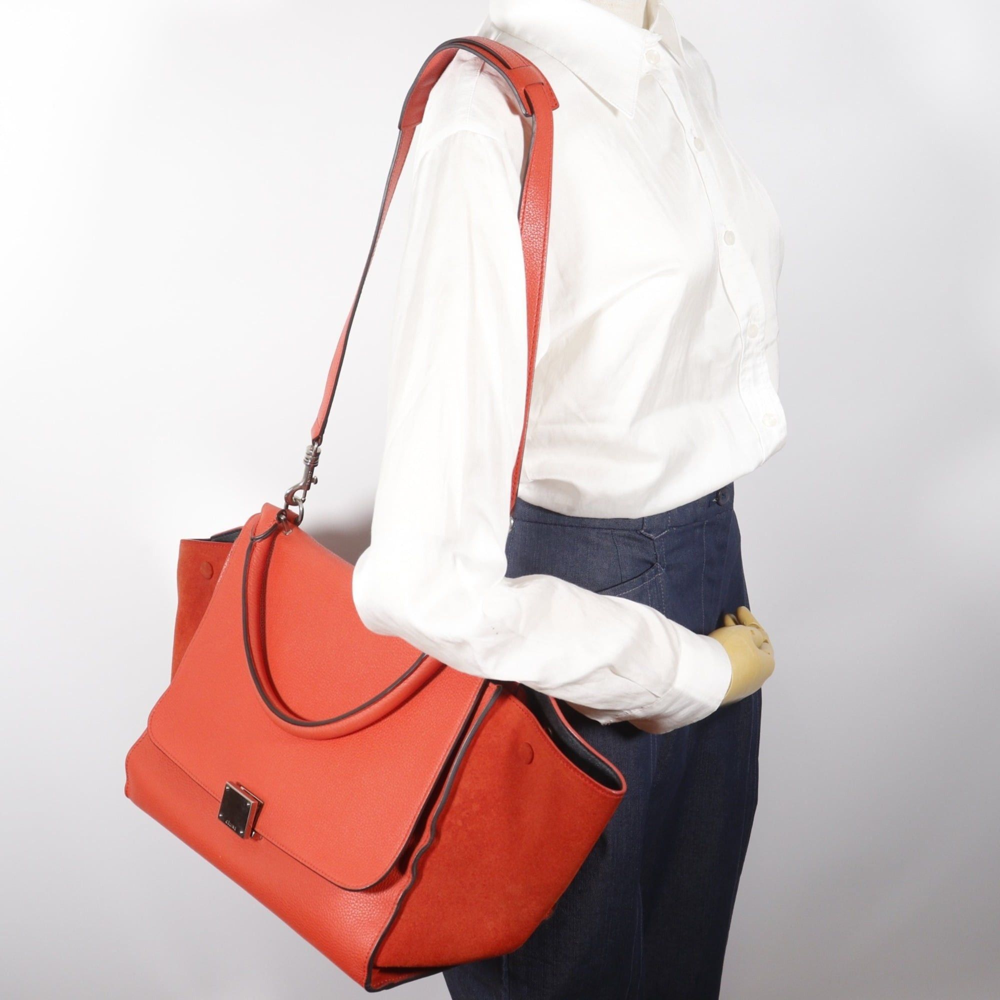 Celine Celine Trapeze Medium Handbag 2-Way Shoulder Bag S-SN-0112 Leather Orange 2-way A5 Flap Women's Size ONE SIZE - 20 Thumbnail