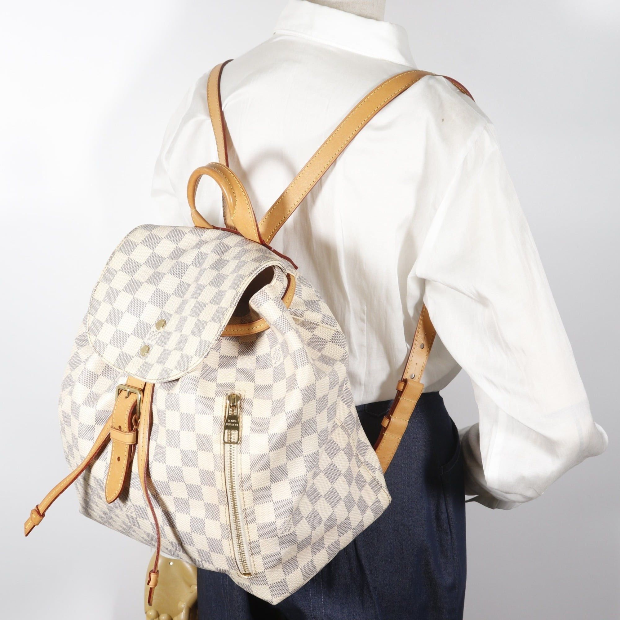 Louis Vuitton Louis Vuitton Speron Backpack/Daypack N41578 Damier Azur Canvas 2016 White SR2136 2-way Belt Buckle Women's Size ONE SIZE - 19 Thumbnail