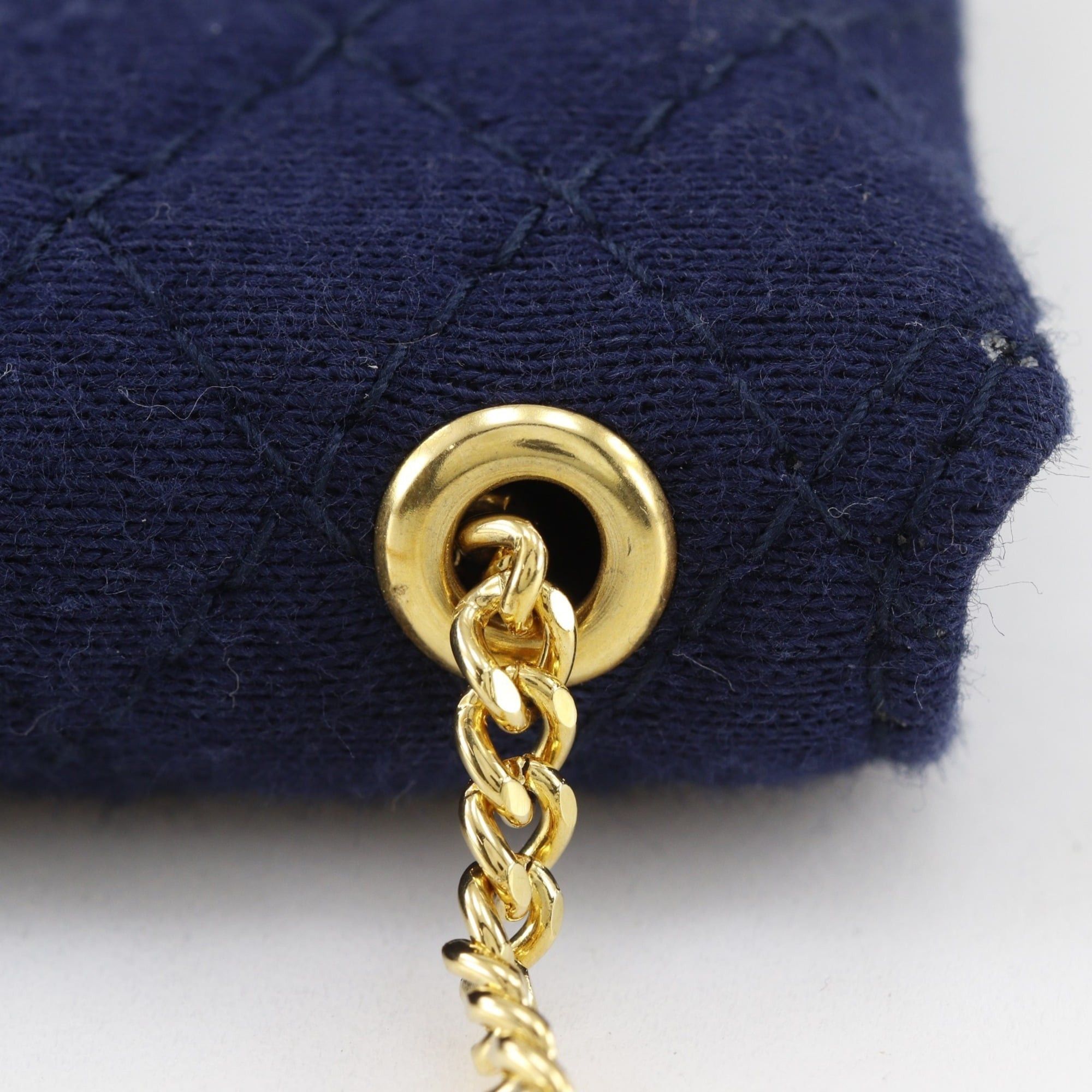 Chanel Chanel Chain Pouch, Micro Matelassé Cotton, Navy, Snap Button, Women's Size ONE SIZE - 10 Thumbnail