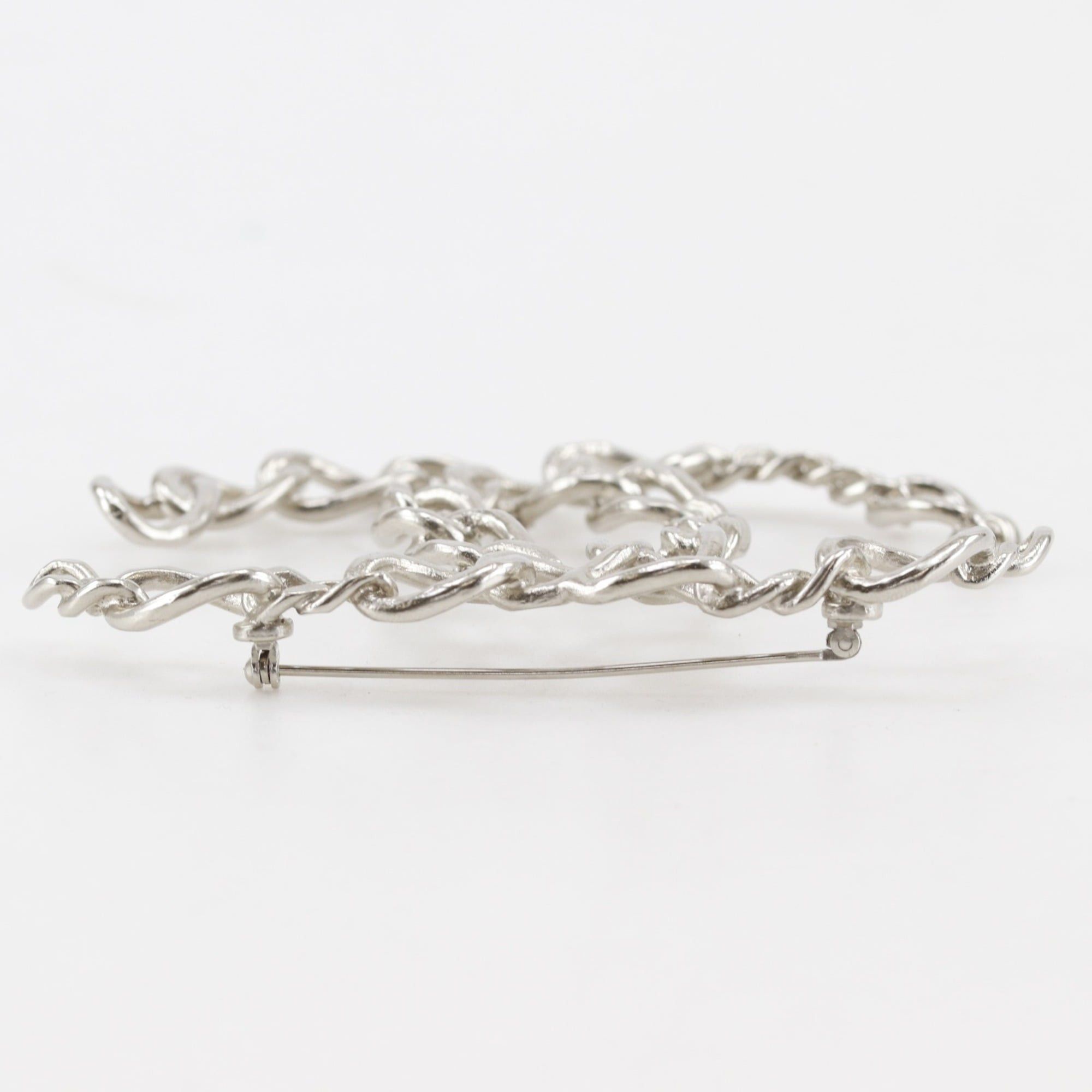 Chanel Chanel Coco Mark Brooch, Openwork Chain, Metal, Made in France, 2006, Silver, 06P, Approx. 40g, Women's. Size ONE SIZE - 4 Thumbnail