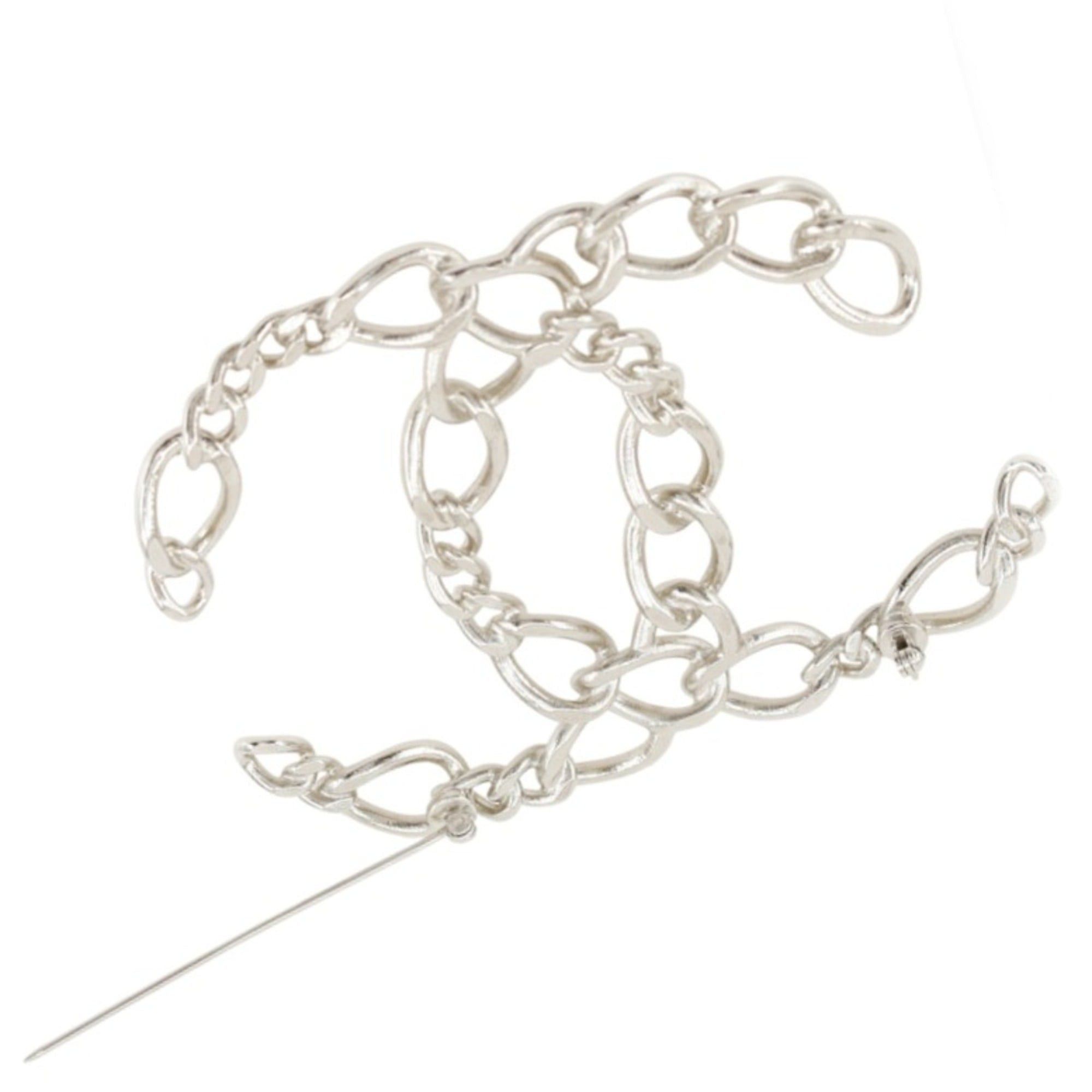 Chanel Chanel Coco Mark Brooch, Openwork Chain, Metal, Made in France, 2006, Silver, 06P, Approx. 40g, Women's. Size ONE SIZE - 3 Thumbnail