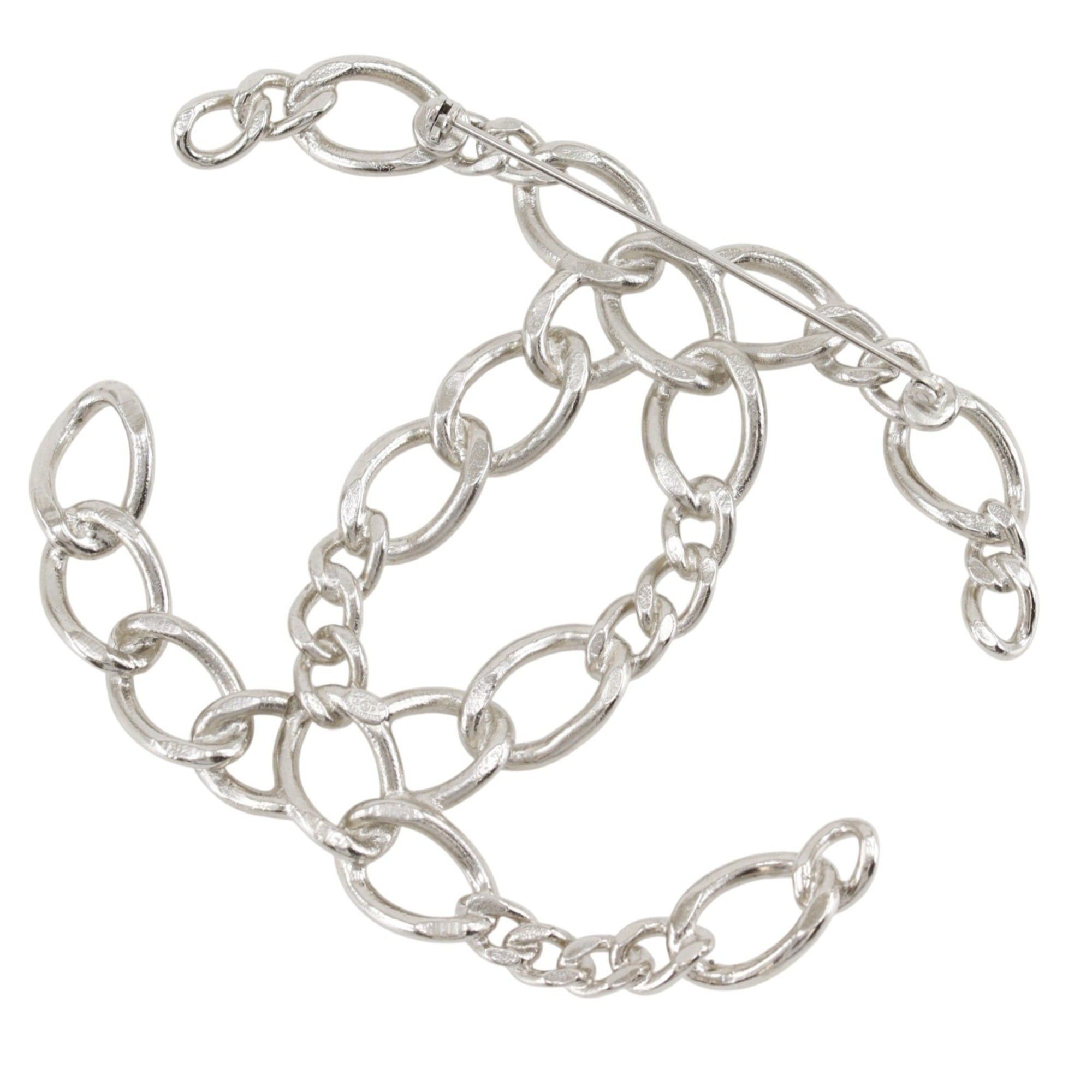 Chanel Chanel Coco Mark Brooch, Openwork Chain, Metal, Made in France, 2006, Silver, 06P, Approx. 40g, Women's. Size ONE SIZE - 2 Thumbnail