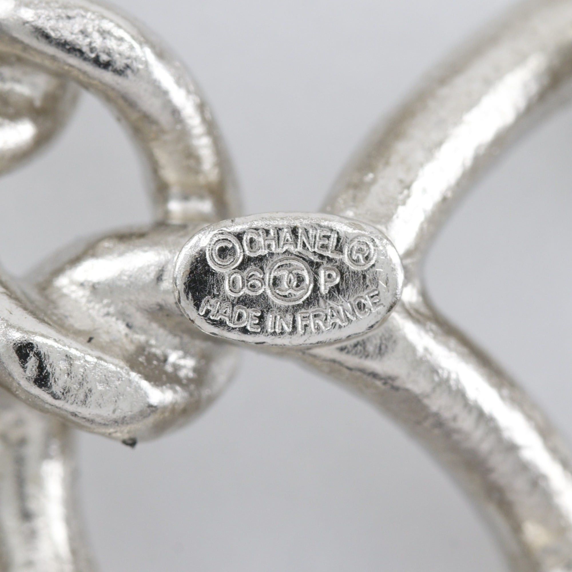 Chanel Chanel Coco Mark Brooch, Openwork Chain, Metal, Made in France, 2006, Silver, 06P, Approx. 40g, Women's. Size ONE SIZE - 9 Thumbnail