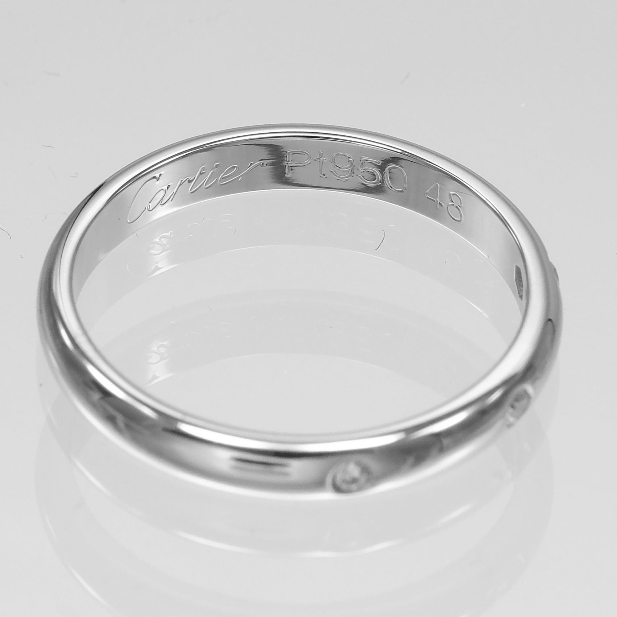 Cartier Cartier 1895 Wedding Ring, Size 8, Platinum 950, 3 Diamonds, Approx. 3g. Size ONE SIZE - 4 Thumbnail