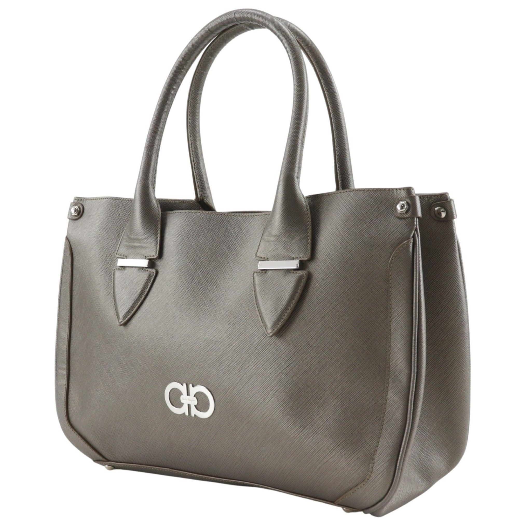 Salvatore Ferragamo Salvatore Ferragamo Gancini Tote Bag DY-21 7814 Leather Gray A5 Women's Size ONE SIZE - 2 Thumbnail