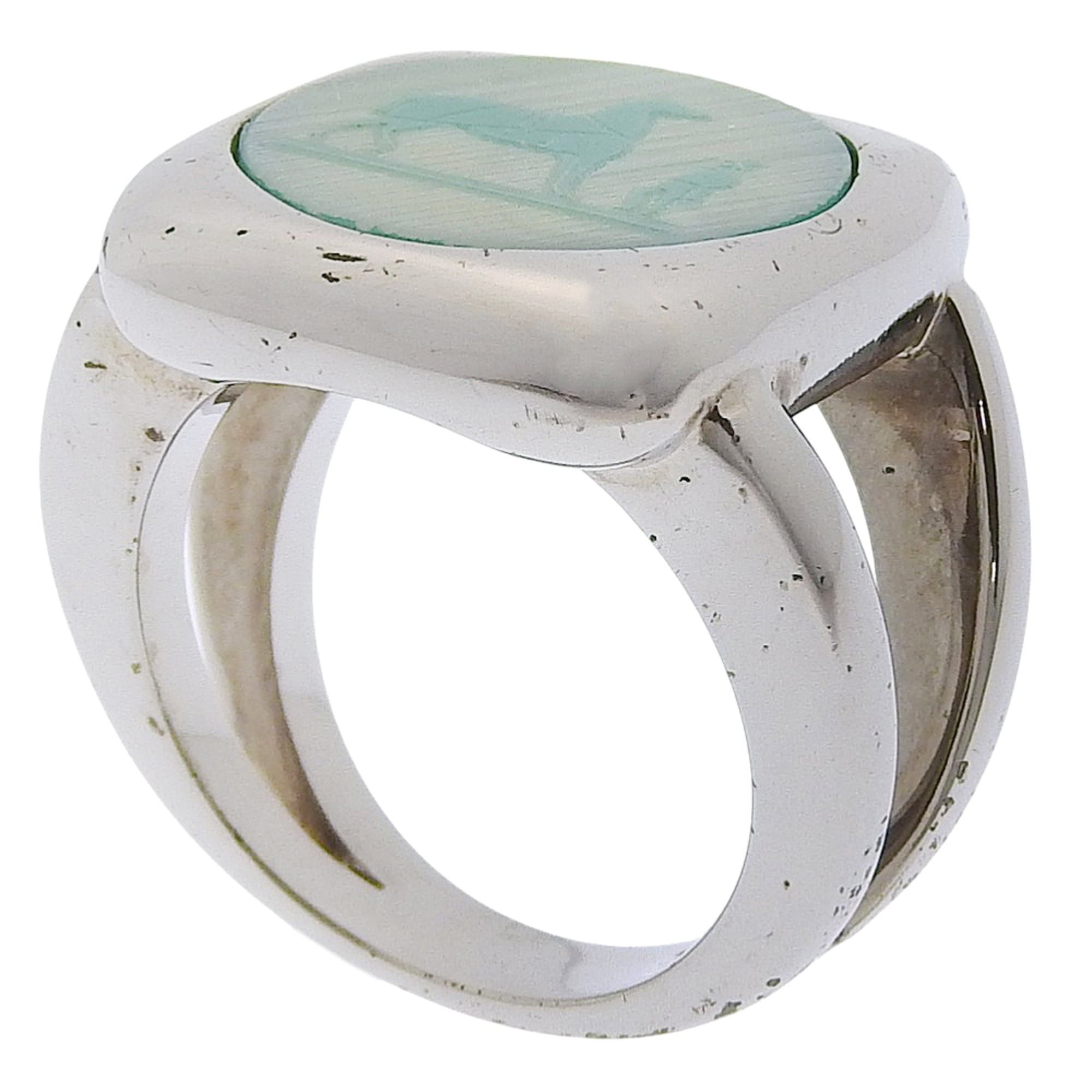 Hermes Hermes Corozo ring, size 10, sterling silver (925), approximately 10.4g, unisex. Size ONE SIZE - 3 Thumbnail