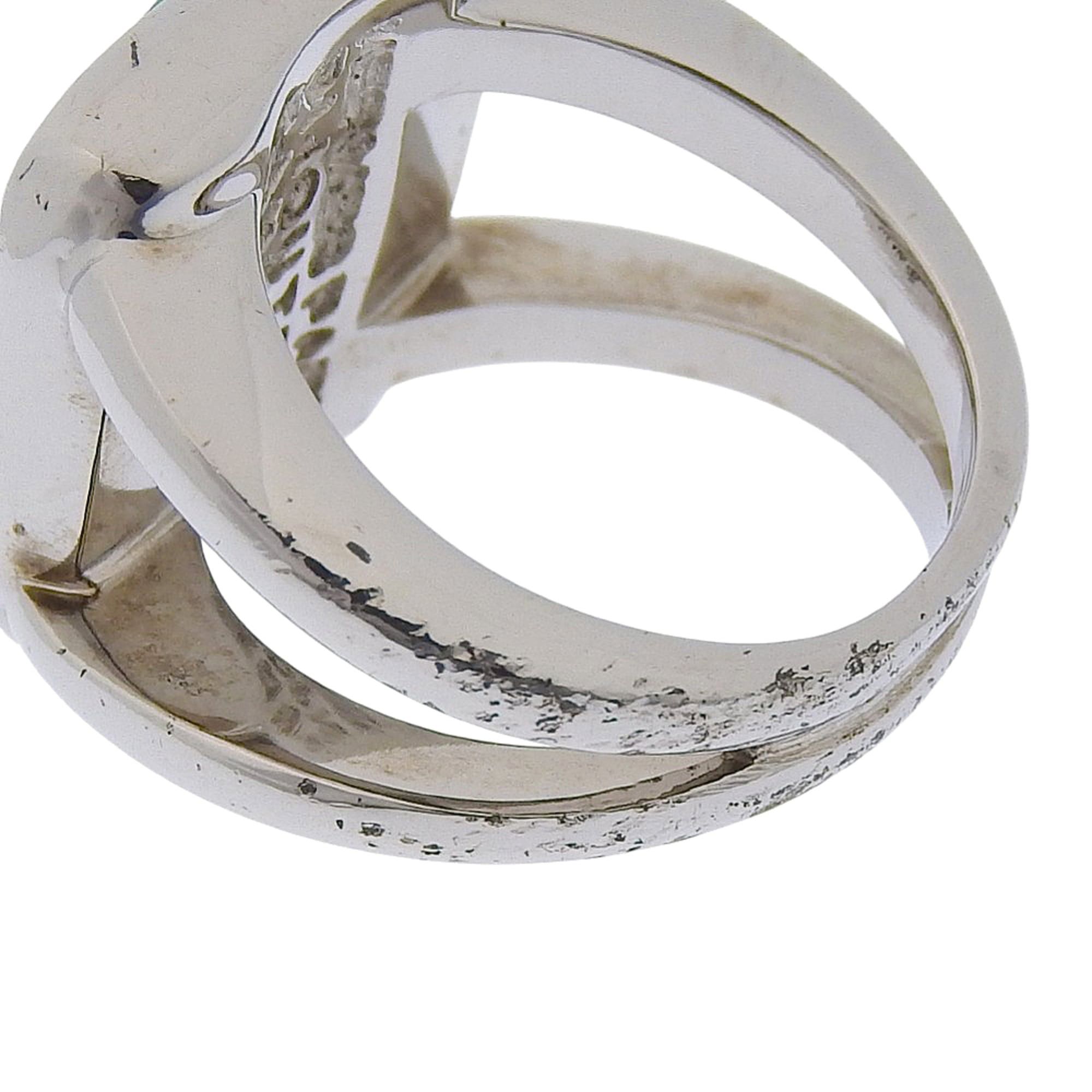 Hermes Hermes Corozo ring, size 10, sterling silver (925), approximately 10.4g, unisex. Size ONE SIZE - 4 Thumbnail