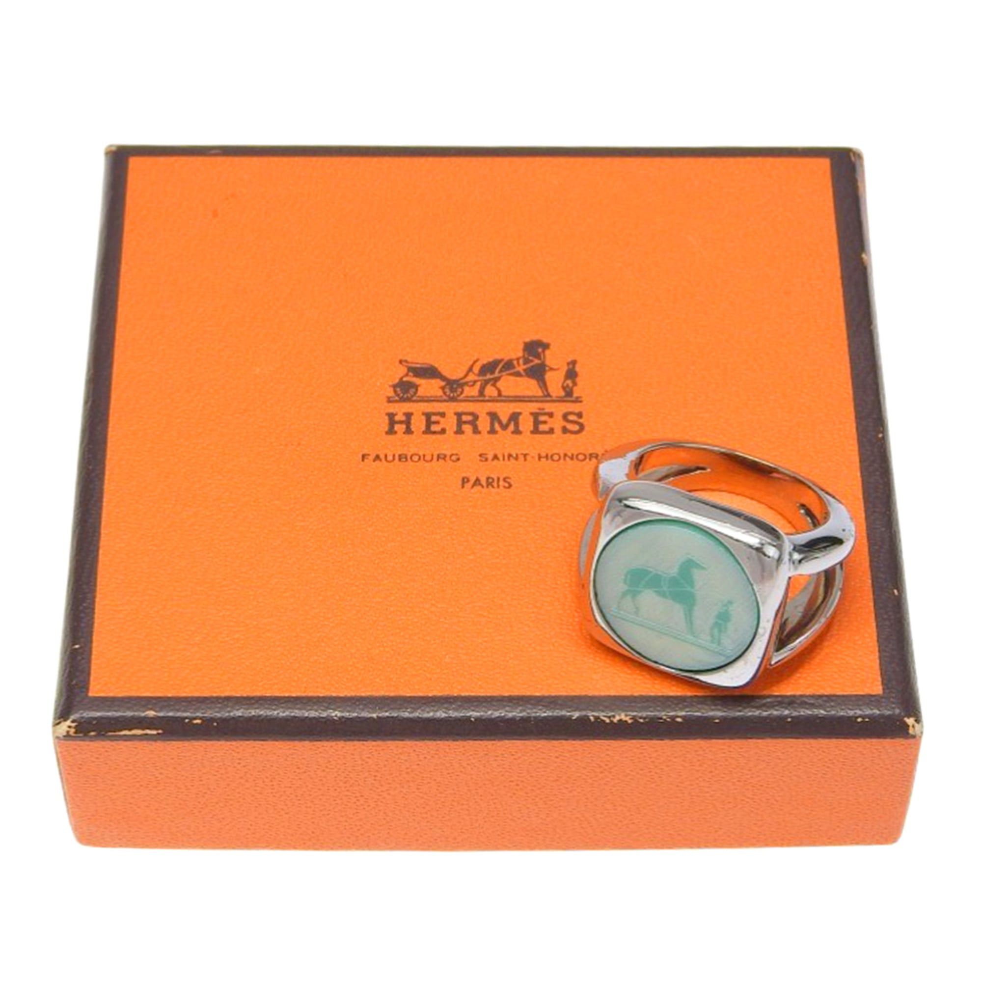 Hermes Hermes Corozo ring, size 10, sterling silver (925), approximately 10.4g, unisex. Size ONE SIZE - 6 Thumbnail