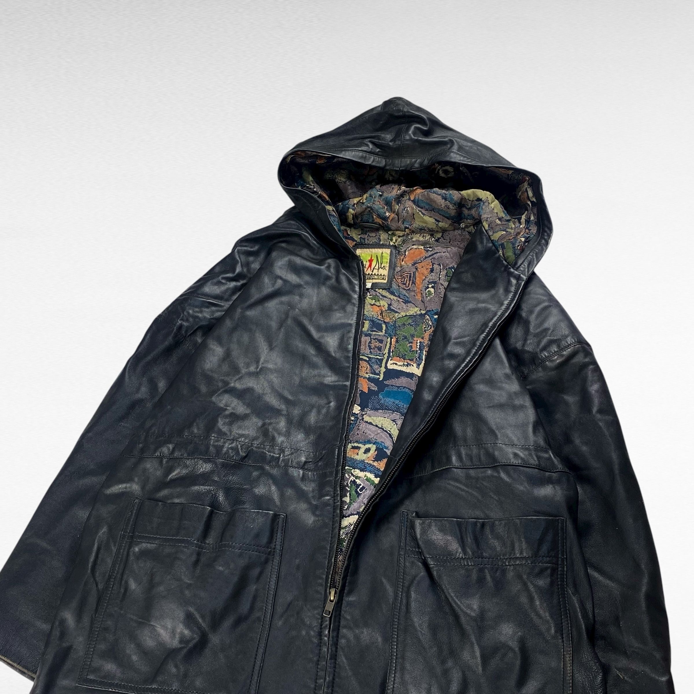 Vintage unknown Leather Hoodie Black Size L Size US L / EU 52-54 / 3 - 4 Thumbnail