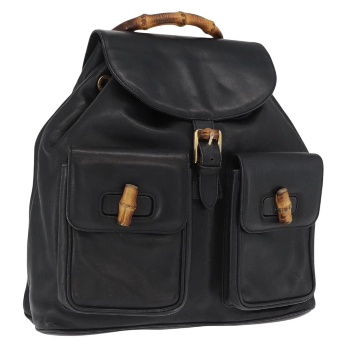 Gucci Gucci Vintage Bamboo Backpack Leather Size ONE SIZE - 13 Thumbnail