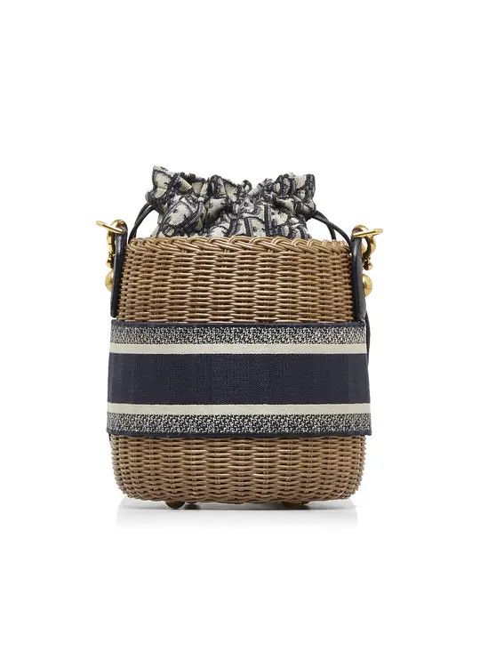 Dior Christian Dior Drawstring Bucket Wicker with Oblique Canvas Size ONE SIZE - 2 Thumbnail