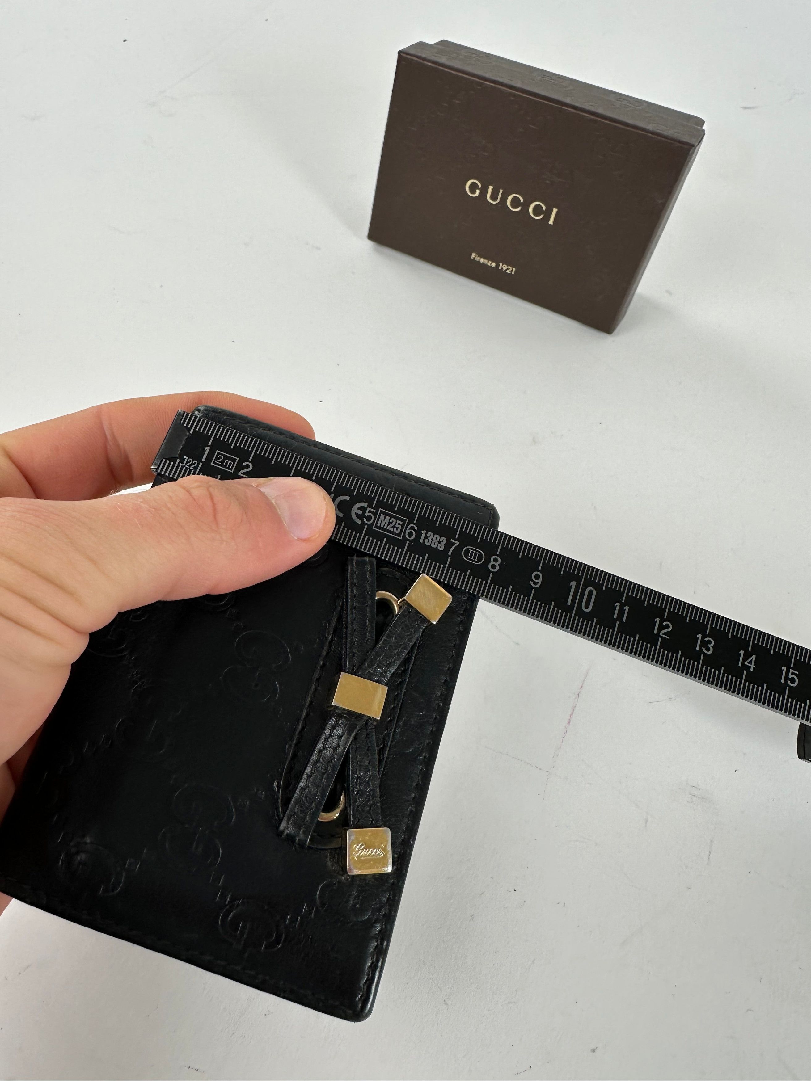 Gucci Vintage ssima Leather Bifold Card Wallet Black Size ONE SIZE - 9 Thumbnail