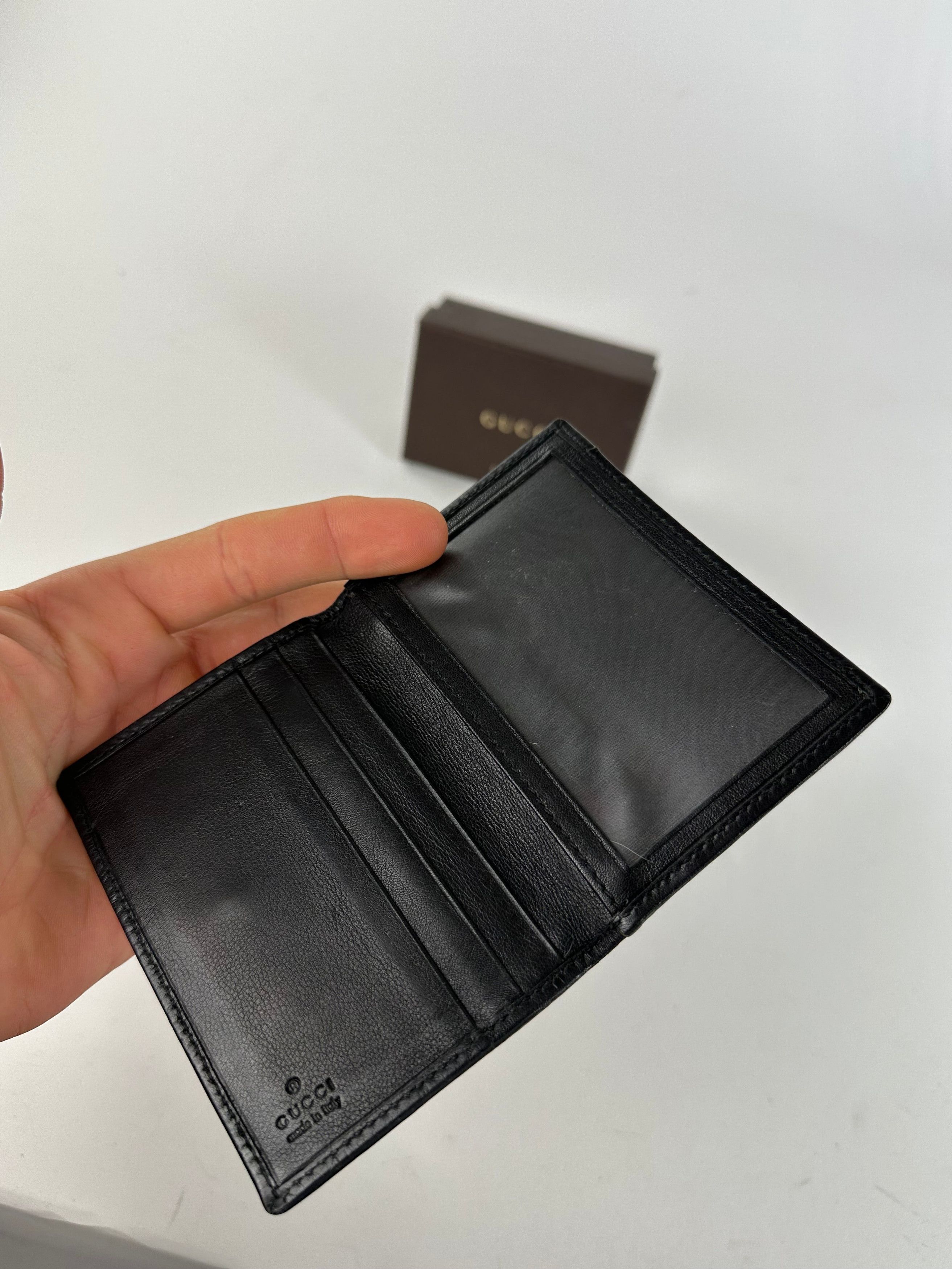 Gucci Vintage ssima Leather Bifold Card Wallet Black Size ONE SIZE - 3 Thumbnail