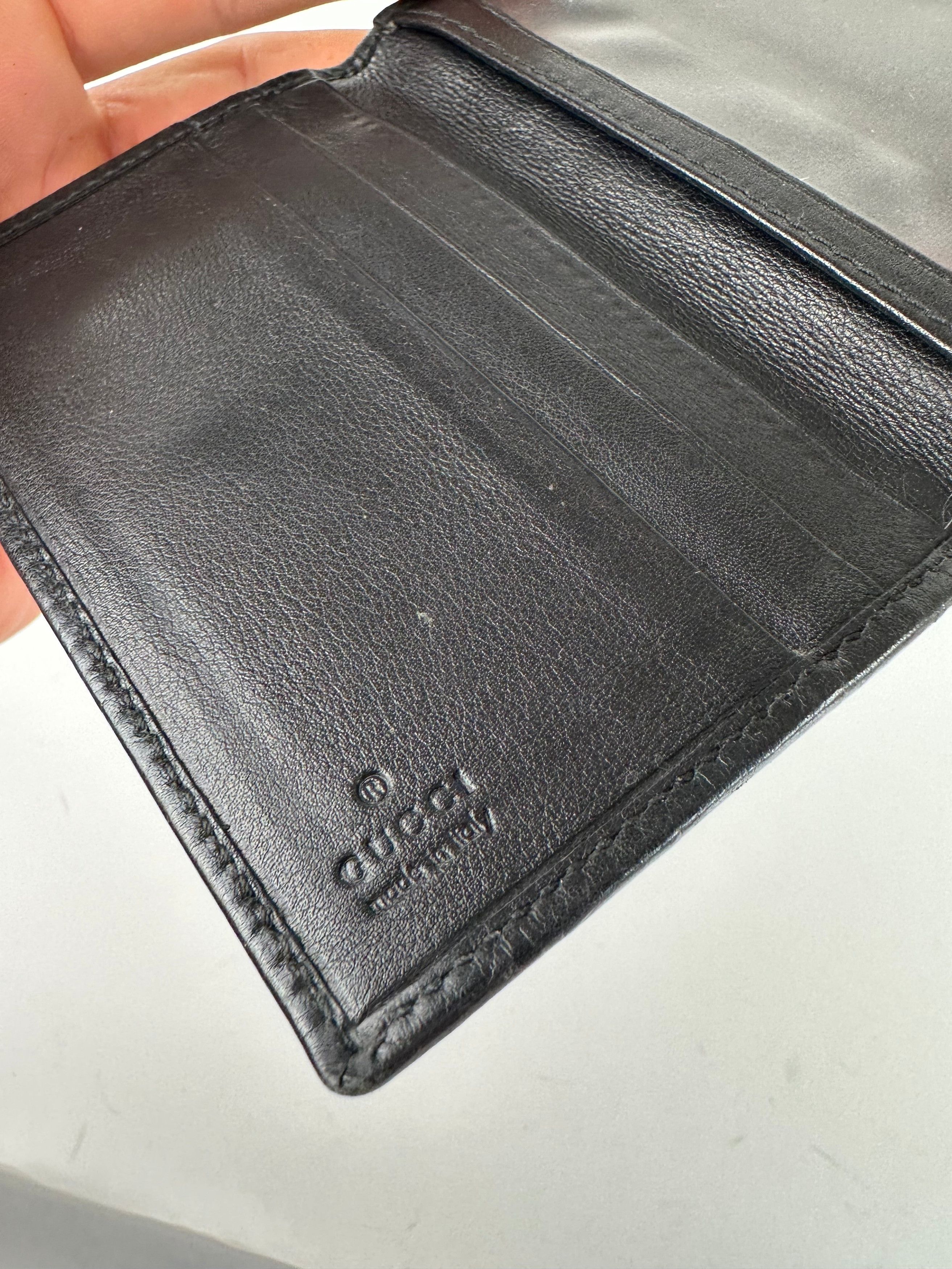 Gucci Vintage ssima Leather Bifold Card Wallet Black Size ONE SIZE - 7 Thumbnail