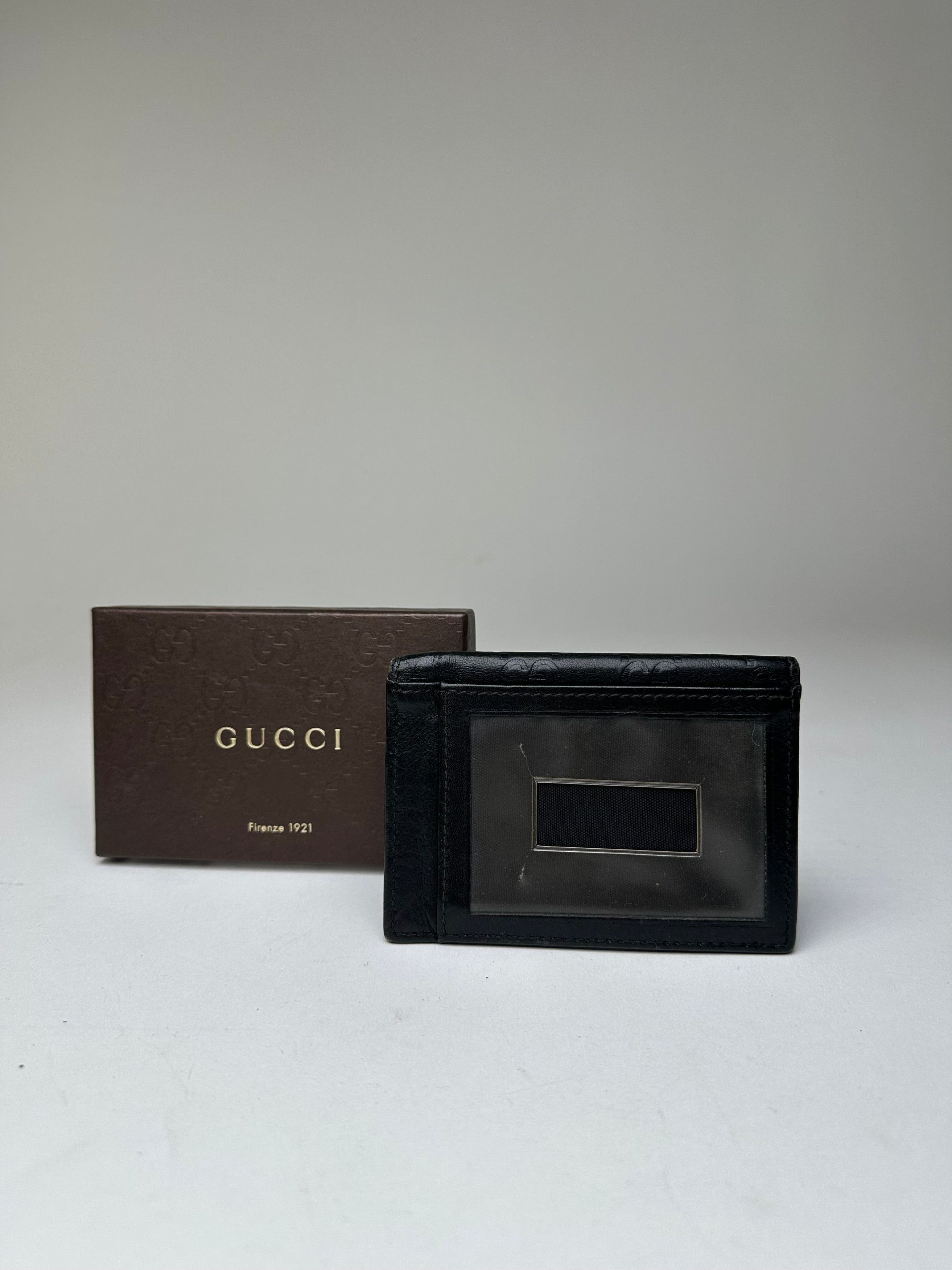 Gucci Vintage ssima Leather Bifold Card Wallet Black Size ONE SIZE - 2 Thumbnail