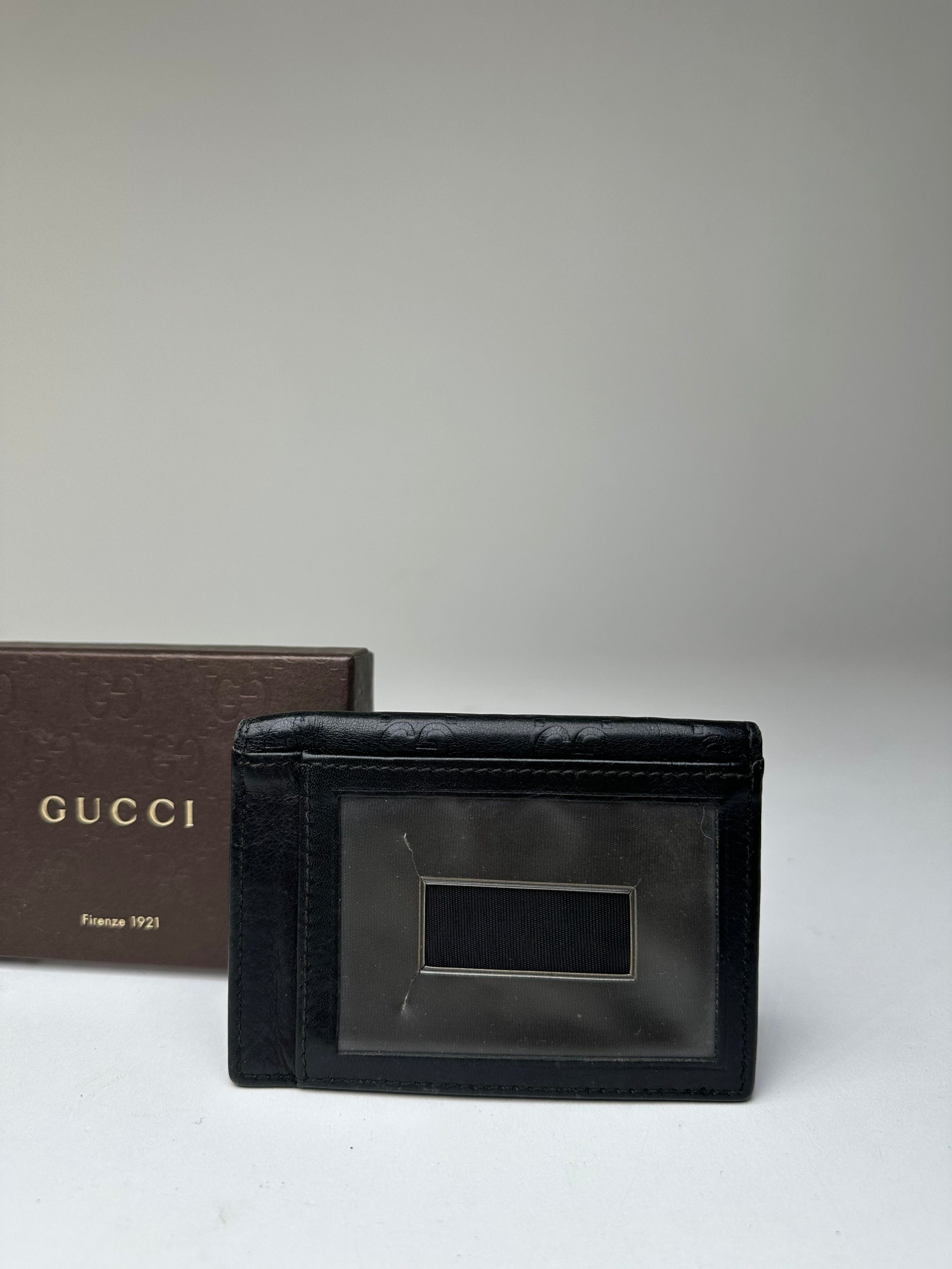 Gucci Vintage ssima Leather Bifold Card Wallet Black Size ONE SIZE - 11 Thumbnail