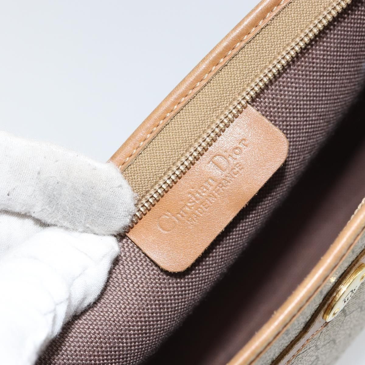 Dior Christian Dior Vintage Honeycomb Zip Canvas and Leather Size ONE SIZE - 6 Thumbnail