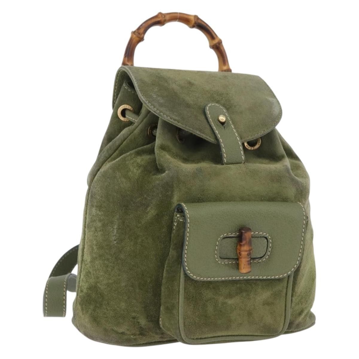 Gucci Gucci Gucci bamboo backpack daim Size ONE SIZE - 14 Thumbnail