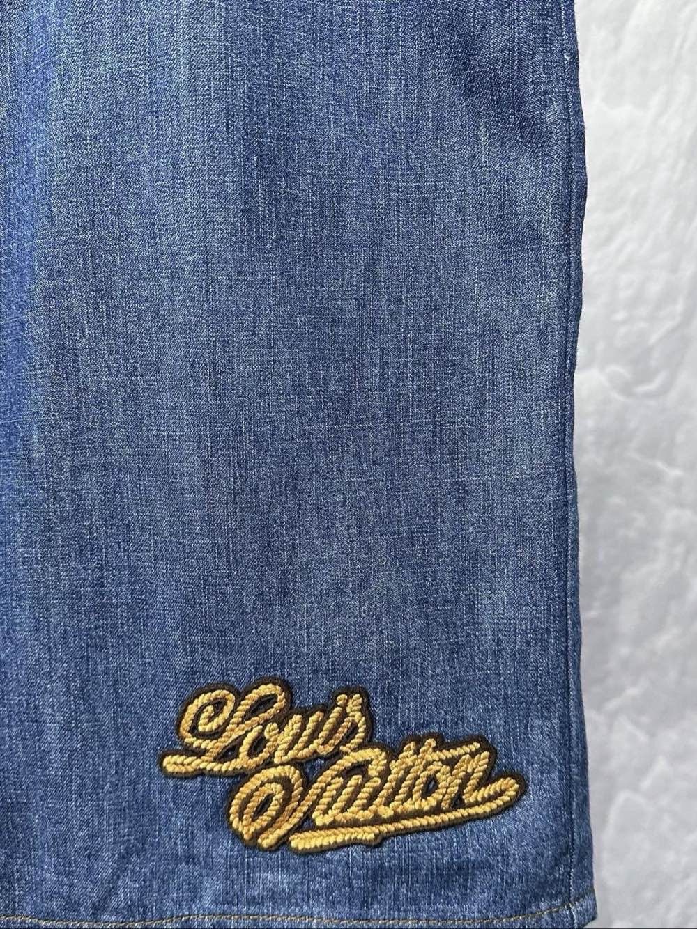 Louis Vuitton Louis Vuitton Embroidered Logo Denim Shorts Size 33 Size US 33 - 6 Thumbnail