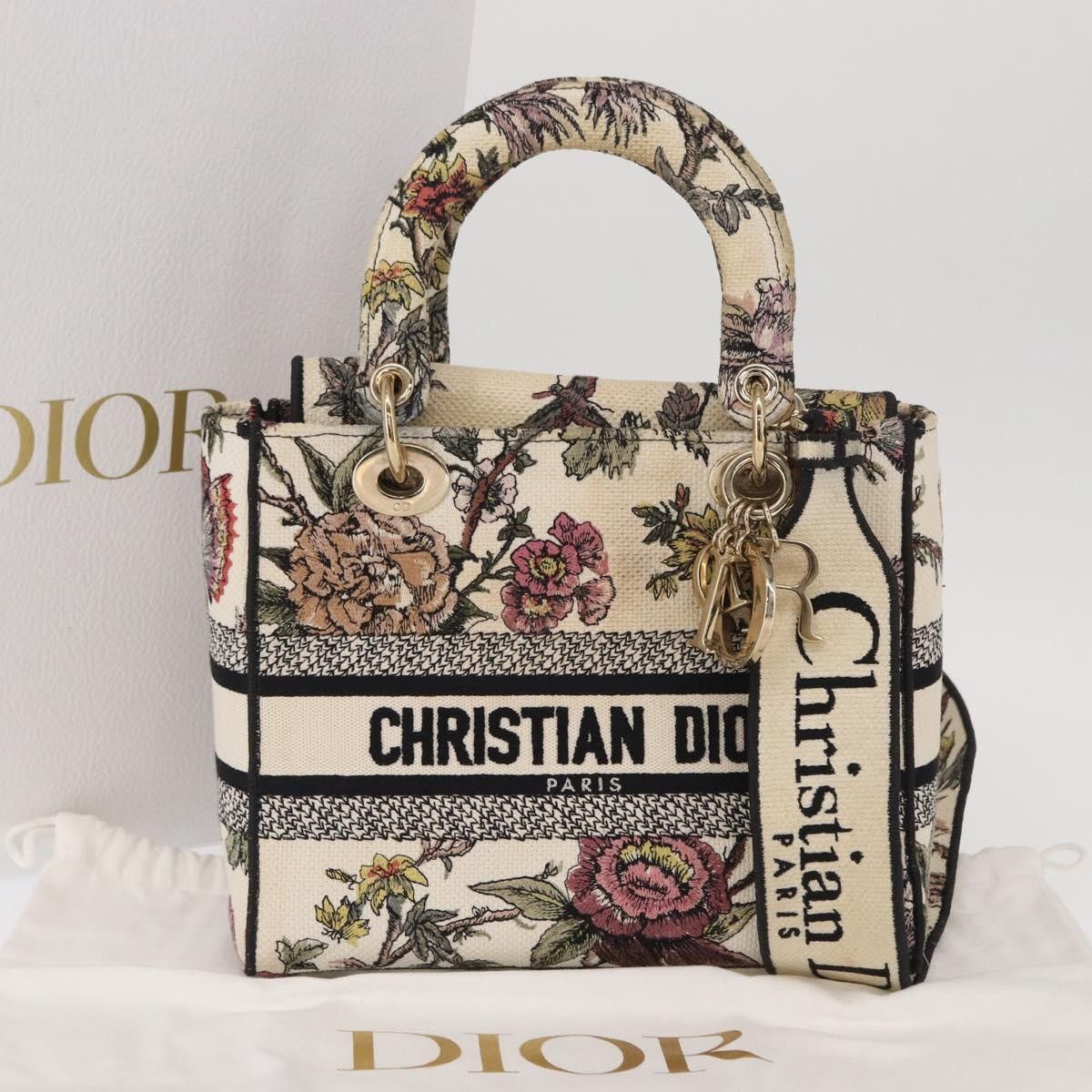 Dior Christian Dior Lady D-Lite Bag Embroidered Canvas Size ONE SIZE - 15 Thumbnail