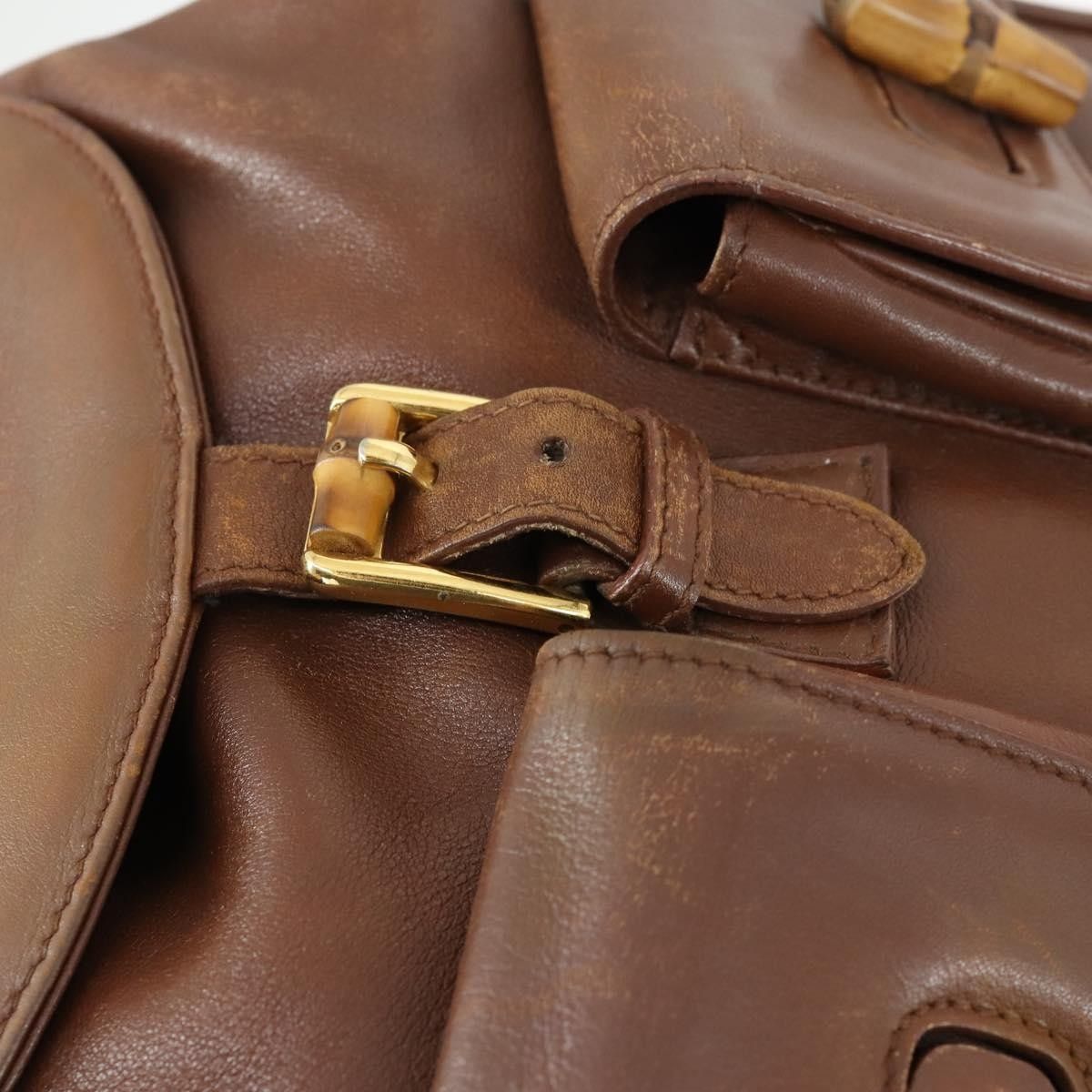Gucci Gucci Vintage Bamboo Backpack Leather Size ONE SIZE - 13 Thumbnail