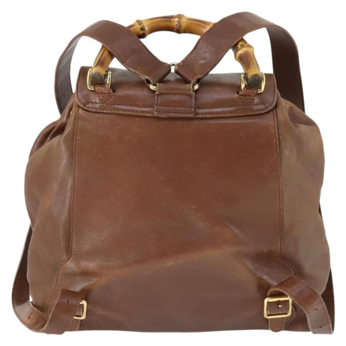 Gucci Gucci Vintage Bamboo Backpack Leather Size ONE SIZE - 2 Thumbnail