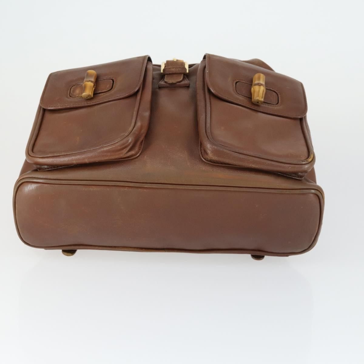 Gucci Gucci Vintage Bamboo Backpack Leather Size ONE SIZE - 14 Thumbnail