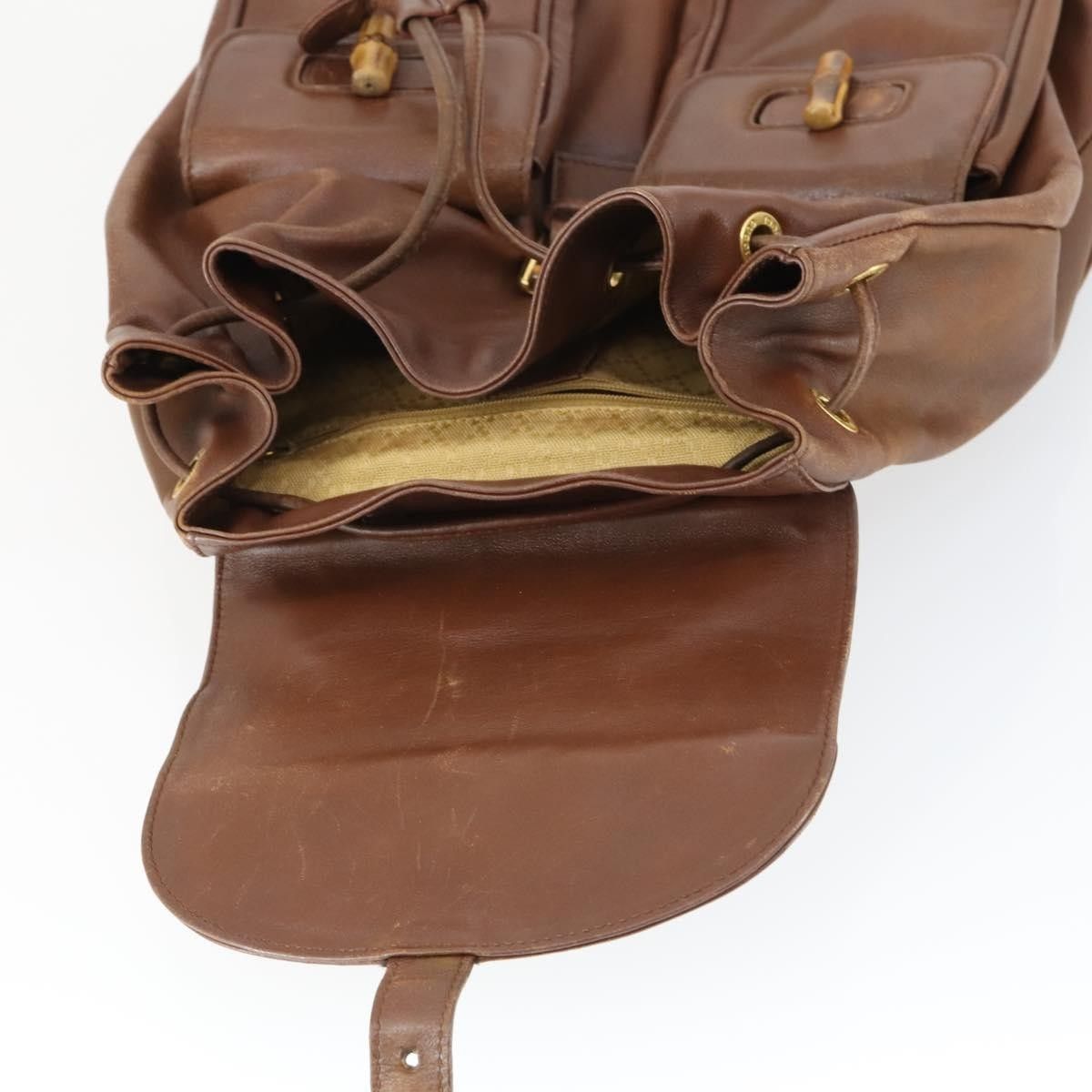 Gucci Gucci Vintage Bamboo Backpack Leather Size ONE SIZE - 18 Thumbnail