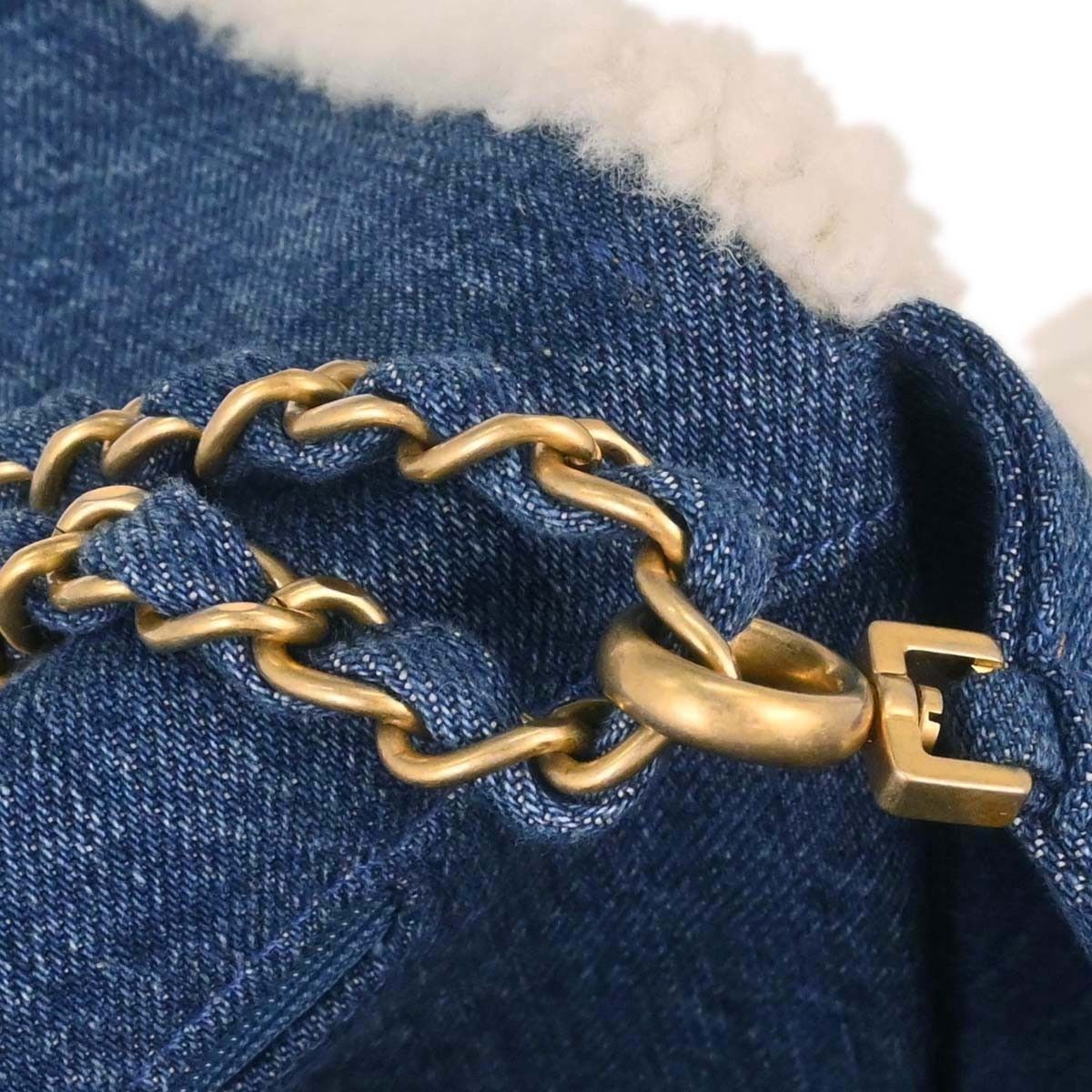 Chanel Chanel Egyptian Hieroglyph Flap Bag Denim and Shearling Size ONE SIZE - 5 Thumbnail