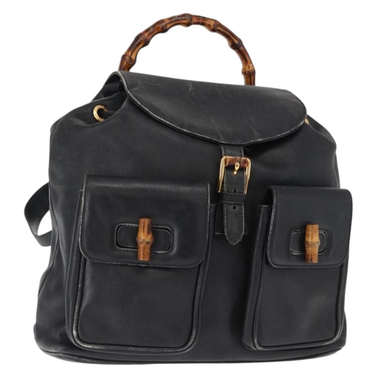 Gucci Gucci Vintage Bamboo Backpack Leather Size ONE SIZE - 16 Thumbnail