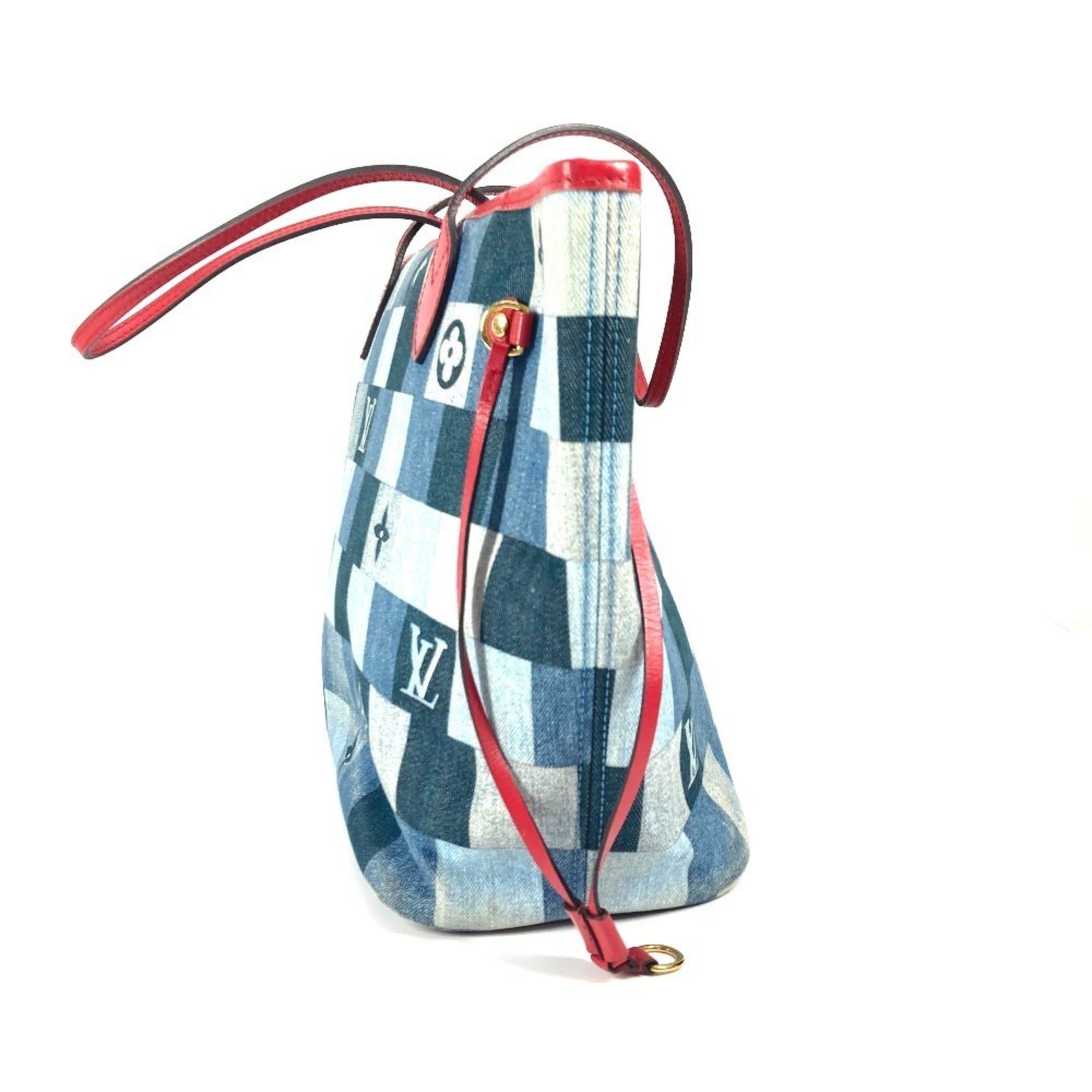 Louis Vuitton Louis Vuitton Neverfull Tote Damier and Monogram Patchwork Denim Size ONE SIZE - 4 Thumbnail