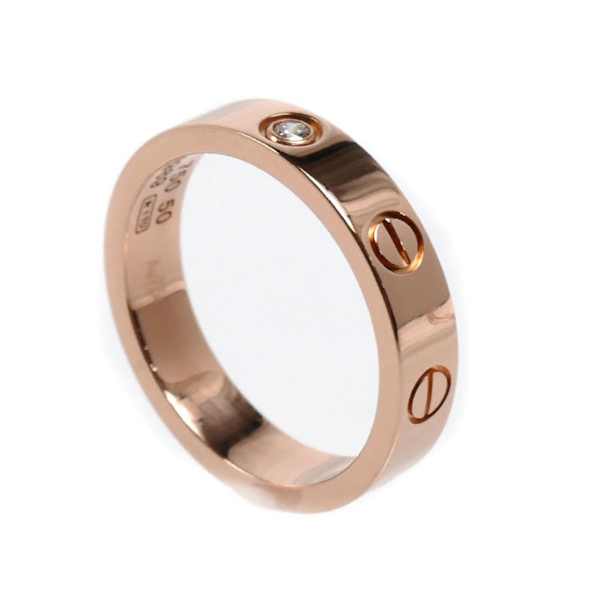 Cartier Cartier 18KPG Pink Gold Mini Love 1P Diamond Ring B4050750 50 4.5g Women's Size ONE SIZE - 2 Thumbnail