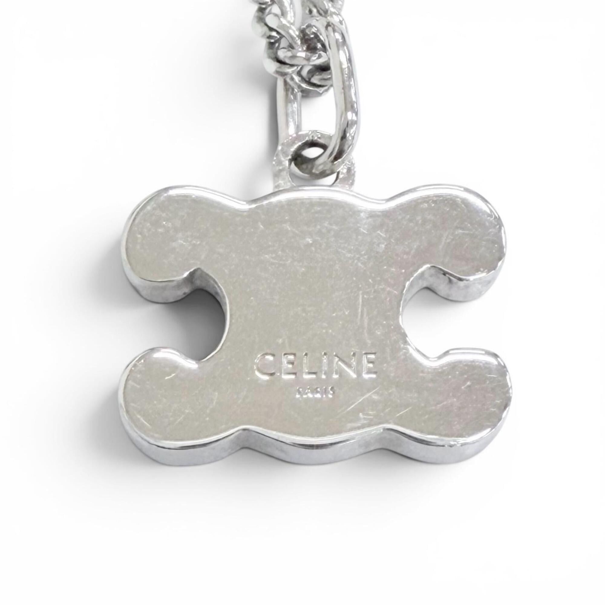 Celine CELINE 460GB6BZI Triomphe Rhinestone Necklace, Silver, Made in Italy, Women's, with Box and Dust Bag. Size ONE SIZE - 7 Thumbnail
