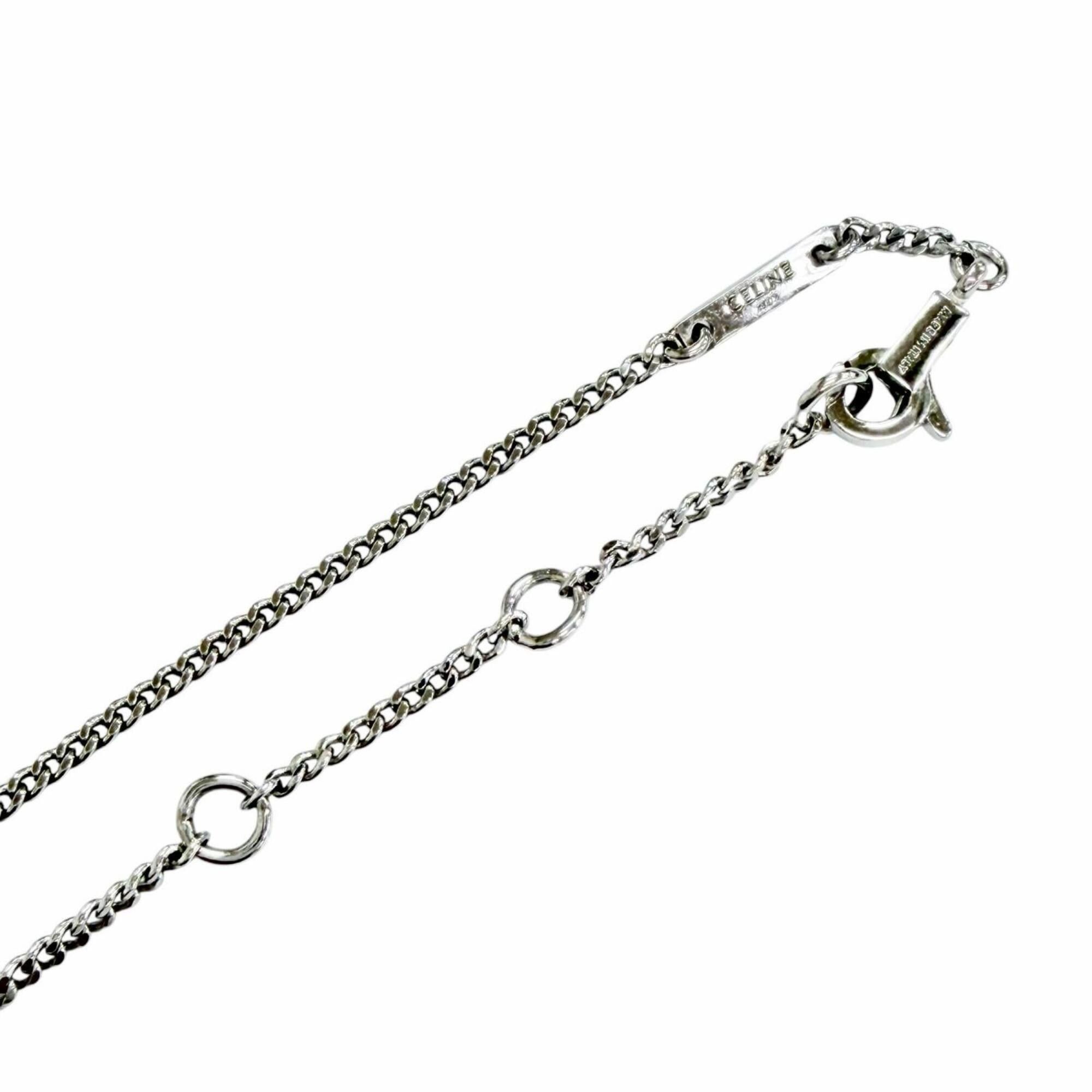 Celine CELINE 460GB6BZI Triomphe Rhinestone Necklace, Silver, Made in Italy, Women's, with Box and Dust Bag. Size ONE SIZE - 6 Thumbnail
