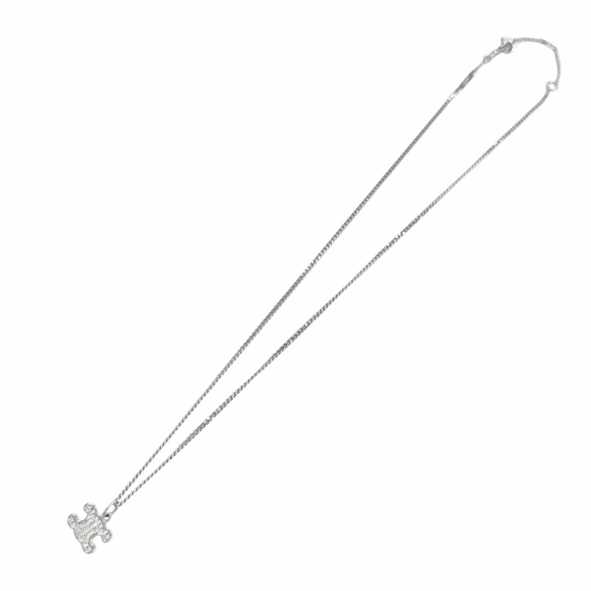 Celine CELINE 460GB6BZI Triomphe Rhinestone Necklace, Silver, Made in Italy, Women's, with Box and Dust Bag. Size ONE SIZE - 4 Thumbnail