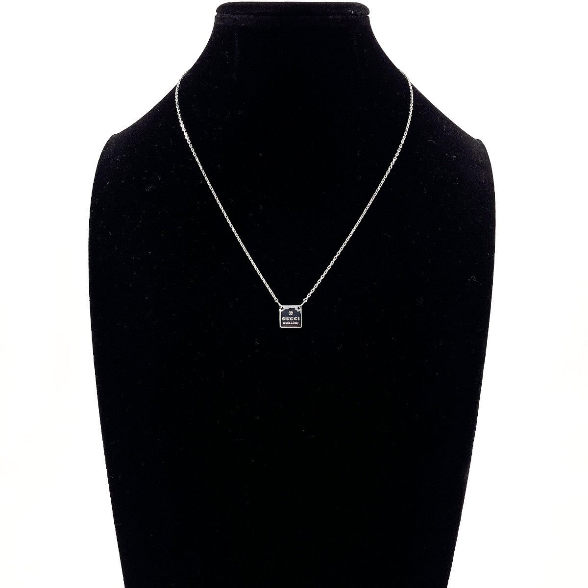 Gucci Gucci Gucci Silver Square Logo Pendant Necklace Precious Metal Necklace DUTY FREE for USA Size ONE SIZE - 5 Thumbnail