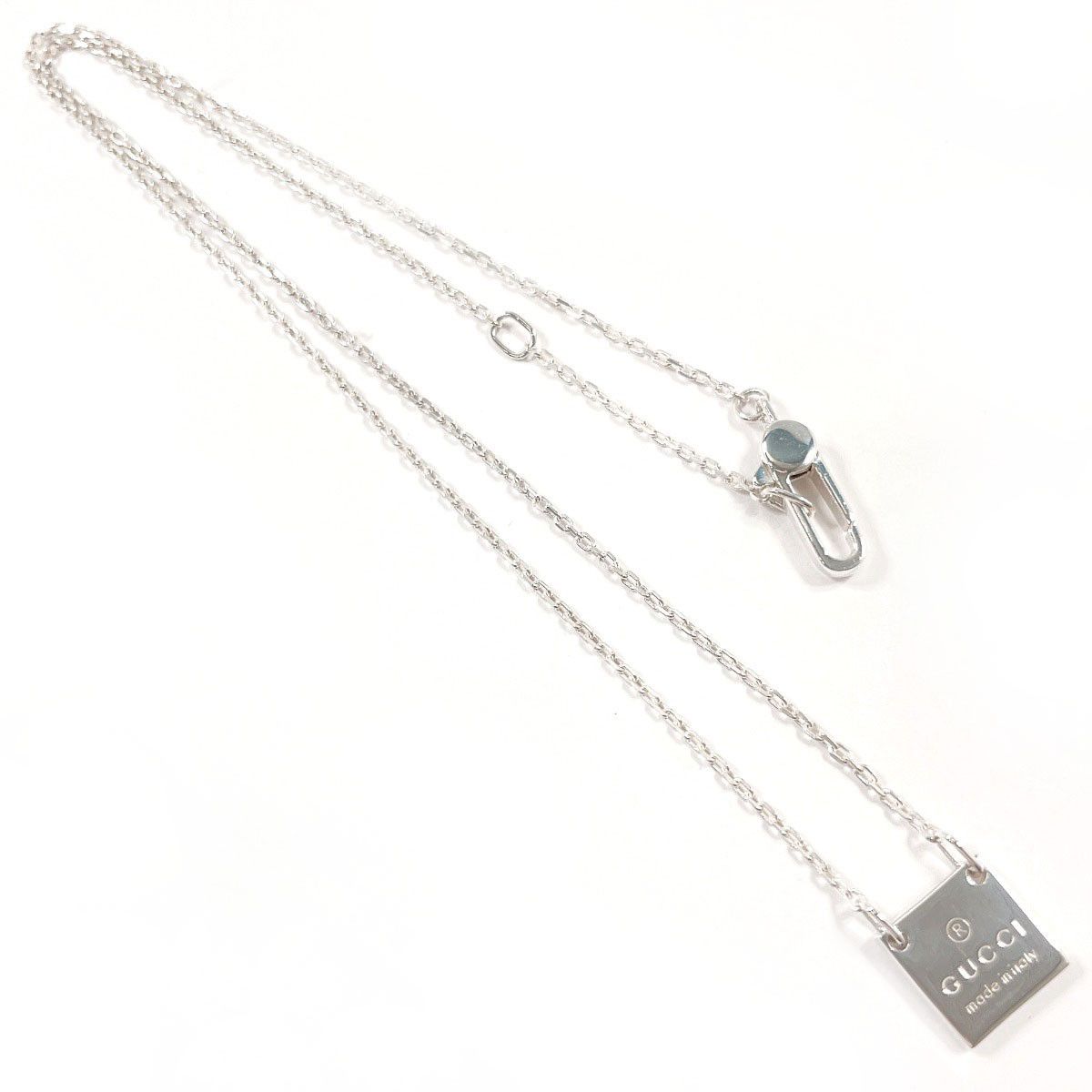 Gucci Gucci Gucci Silver Square Logo Pendant Necklace Precious Metal Necklace DUTY FREE for USA Size ONE SIZE - 4 Thumbnail
