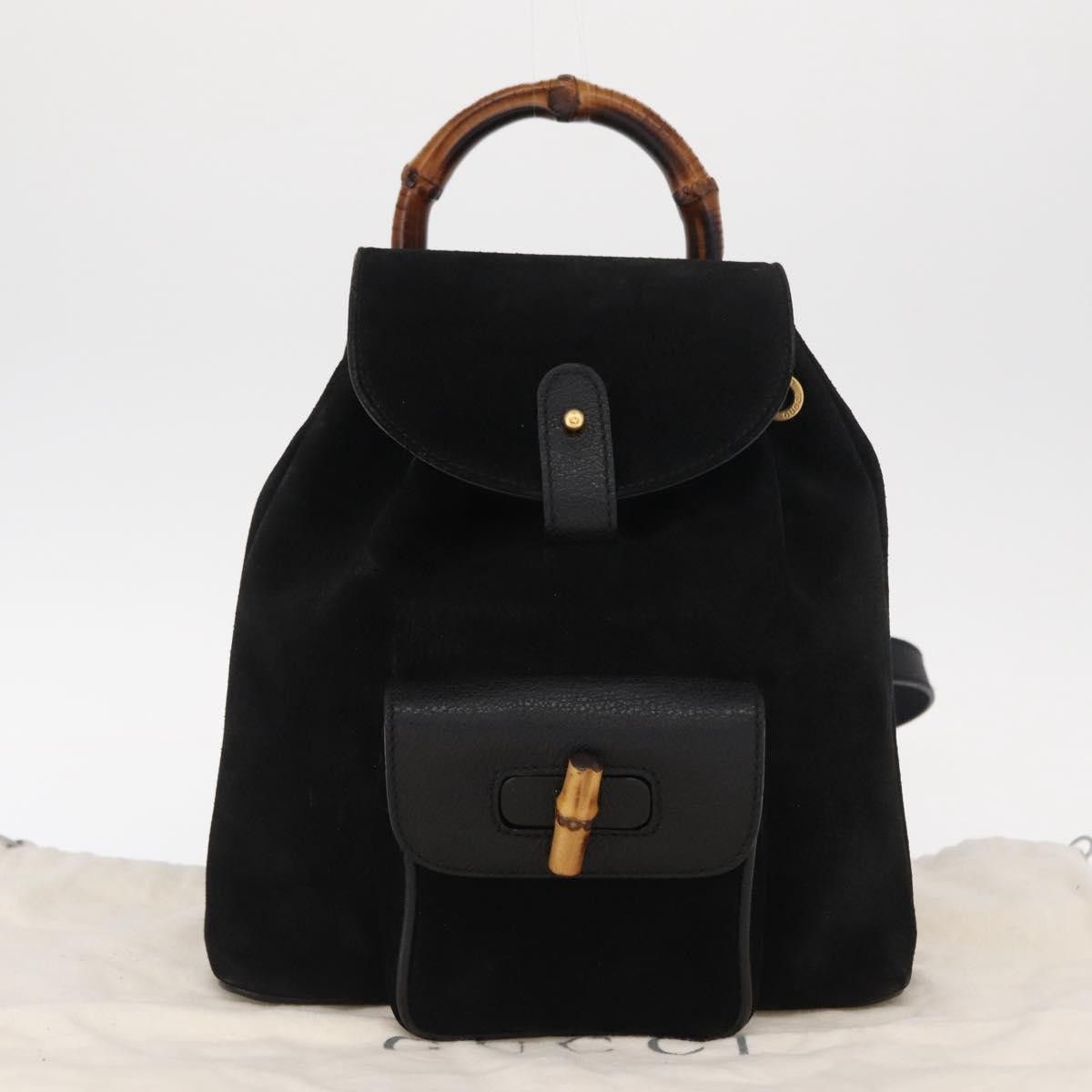 Gucci Gucci Vintage Bamboo Backpack Suede Size ONE SIZE - 13 Thumbnail