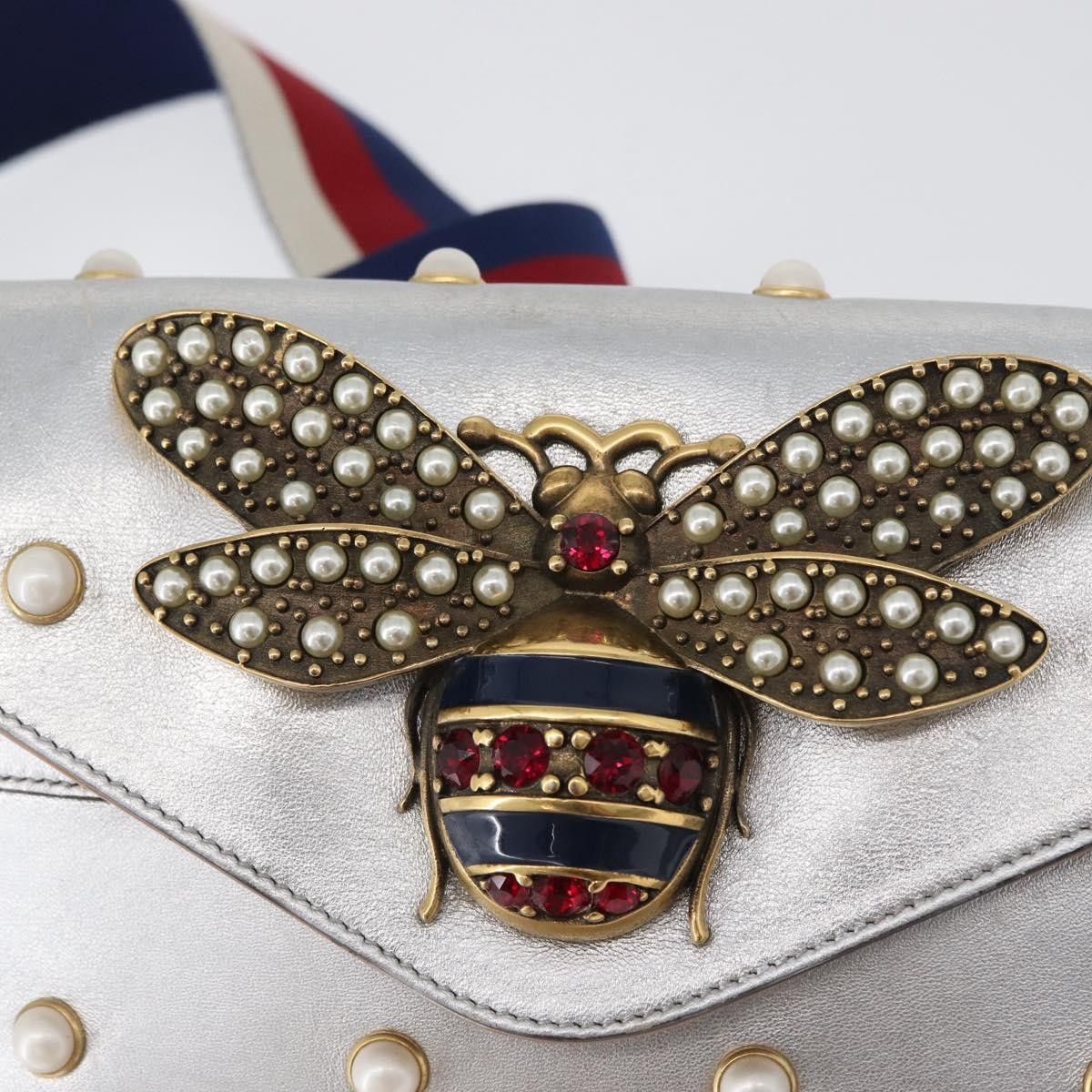 Gucci Gucci Broadway Pearly Bee Embellished Leather Size ONE SIZE - 12 Thumbnail