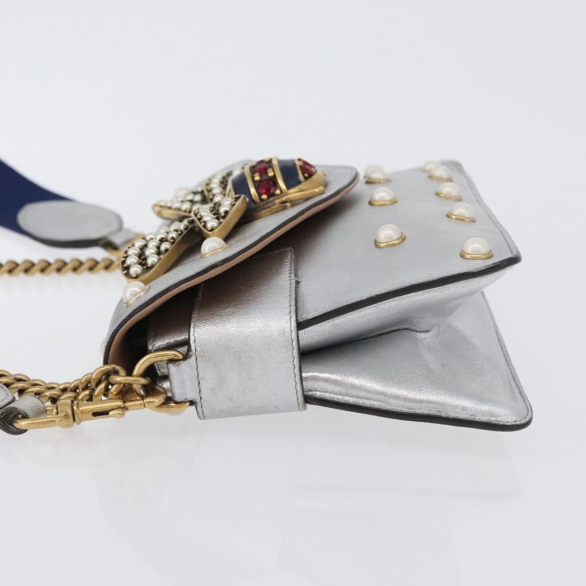 Gucci Gucci Broadway Pearly Bee Embellished Leather Size ONE SIZE - 4 Thumbnail