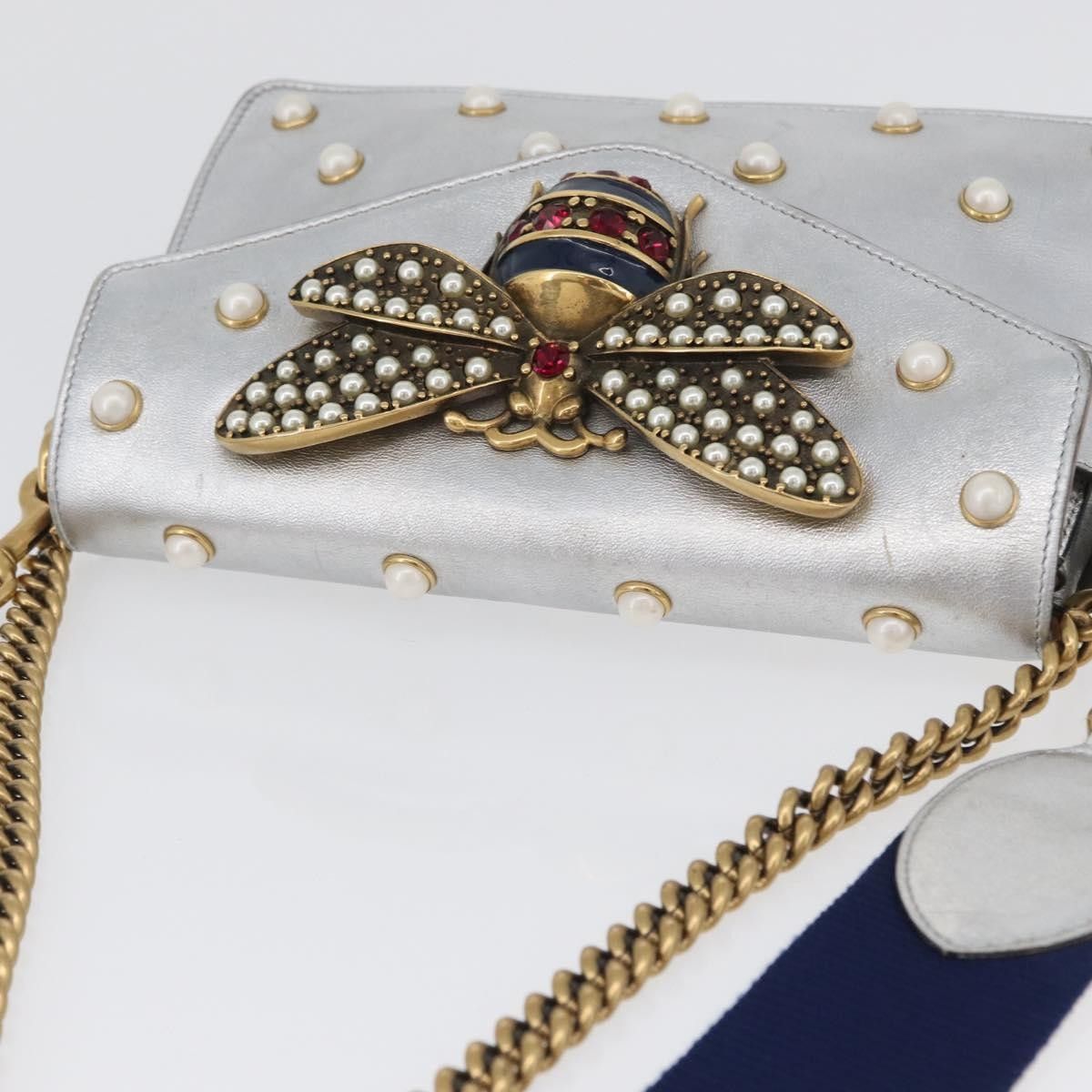 Gucci Gucci Broadway Pearly Bee Embellished Leather Size ONE SIZE - 14 Thumbnail
