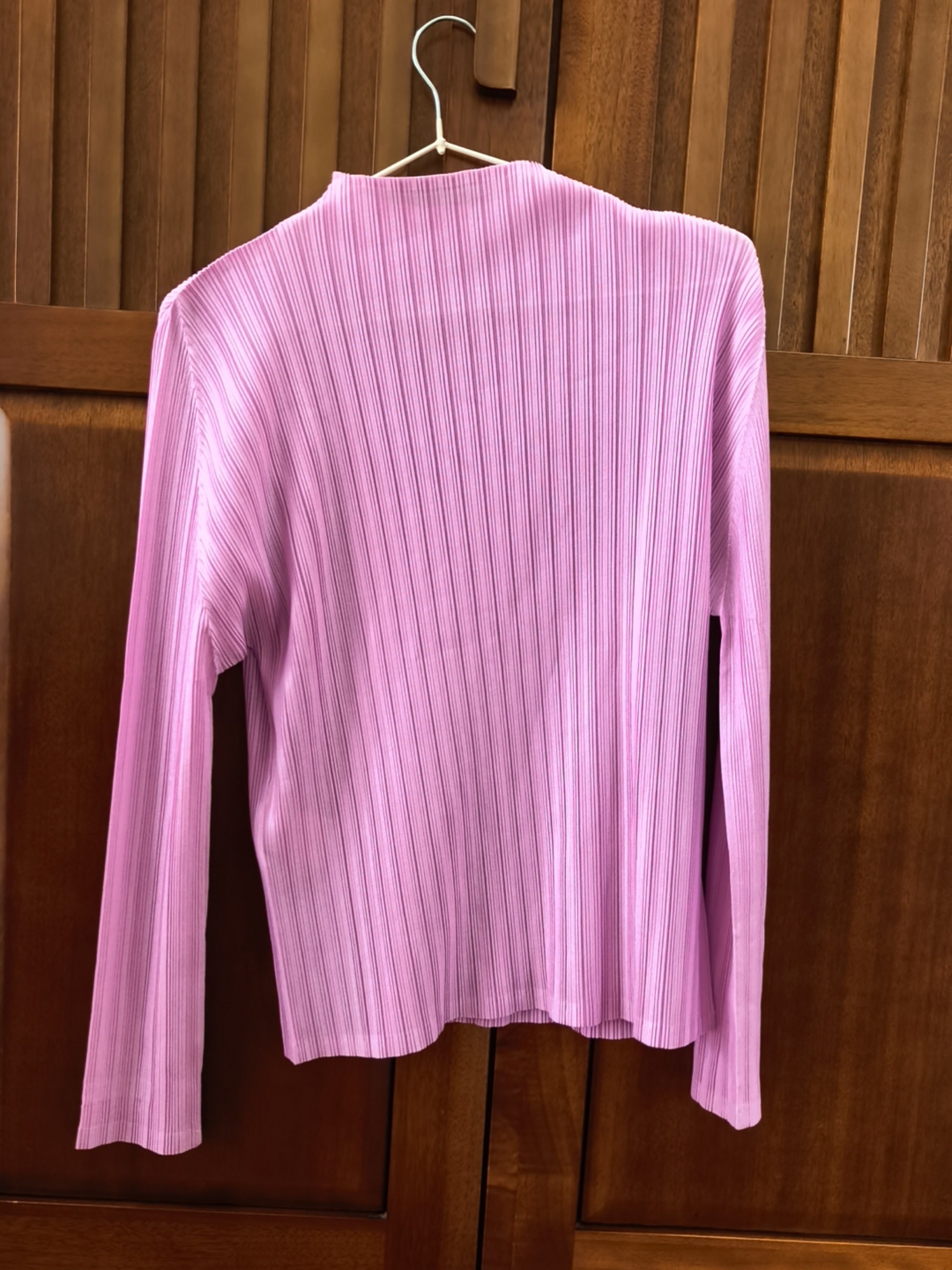 Pleats Please Issey Miyake PLEATS PLEASE ISSEY MIYAKE Pink Pleated Long Sleeve Top L Size L / US 10 / IT 46 - 2 Thumbnail